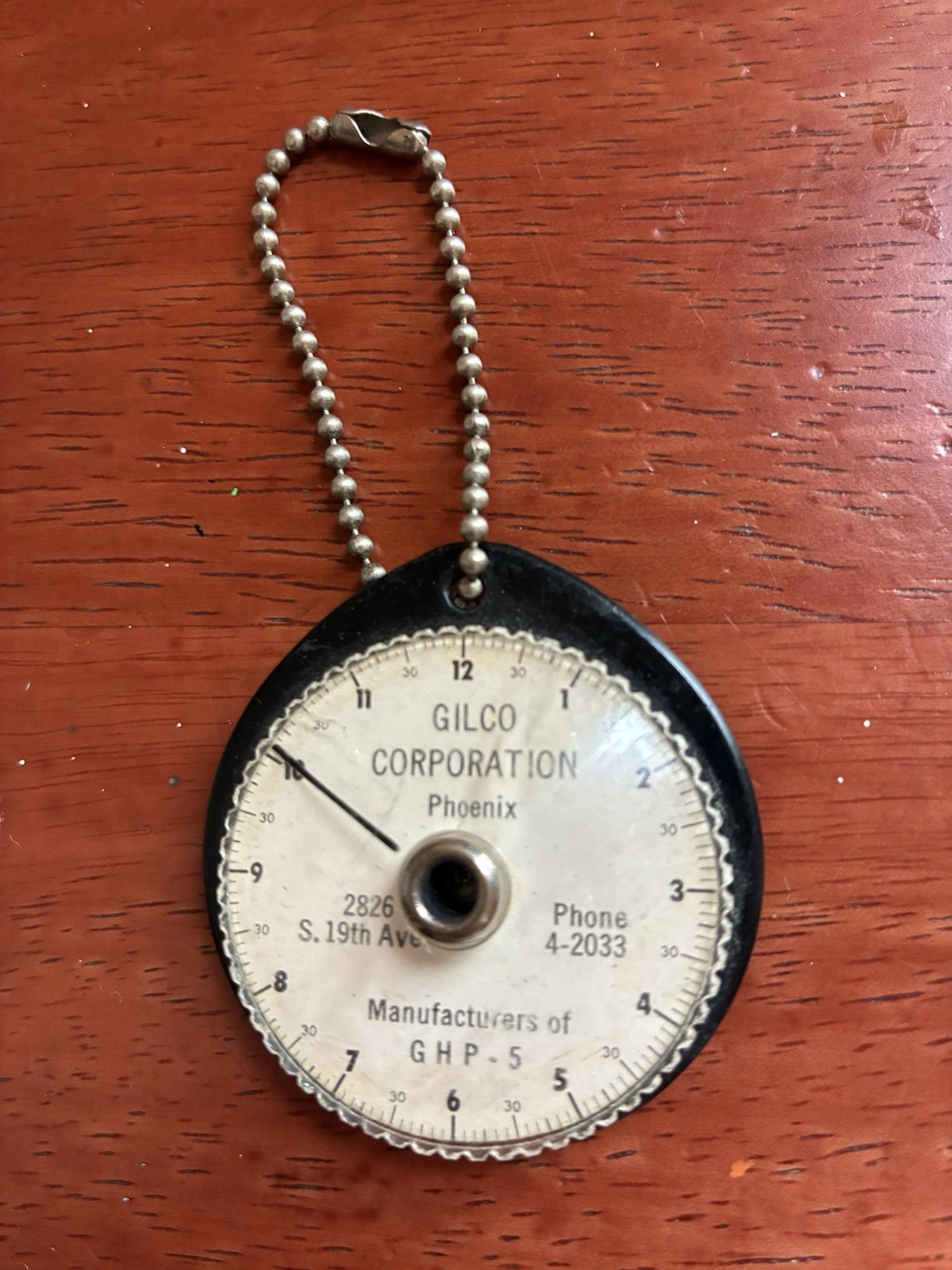 Vintage Gilco Corp Advertising Keychain Nickel Holder Clock 50&rsquo;s