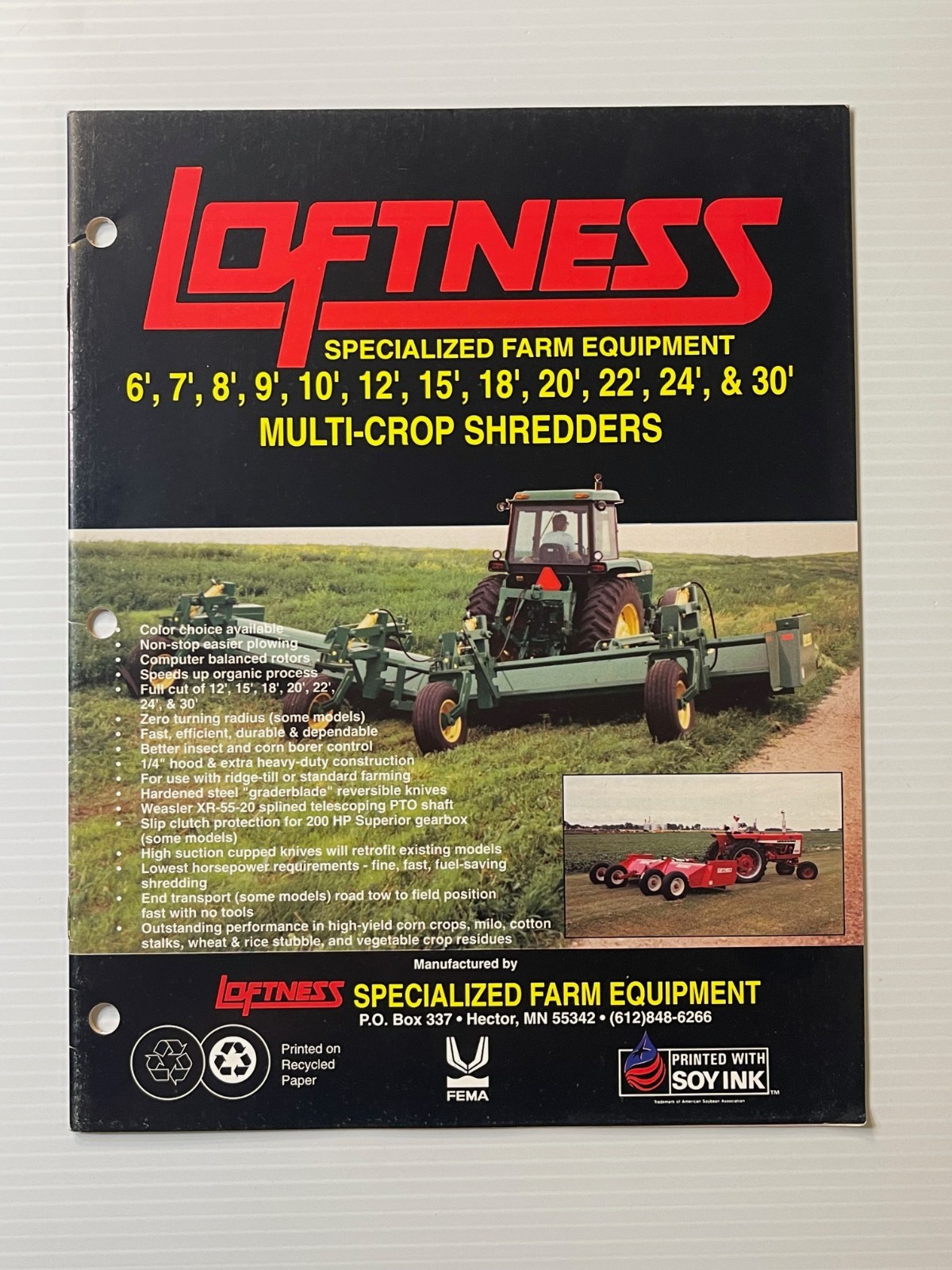 Vintage Original Loftness Multi- Crop Shredders – Dealer Sales Brochure *1990s*