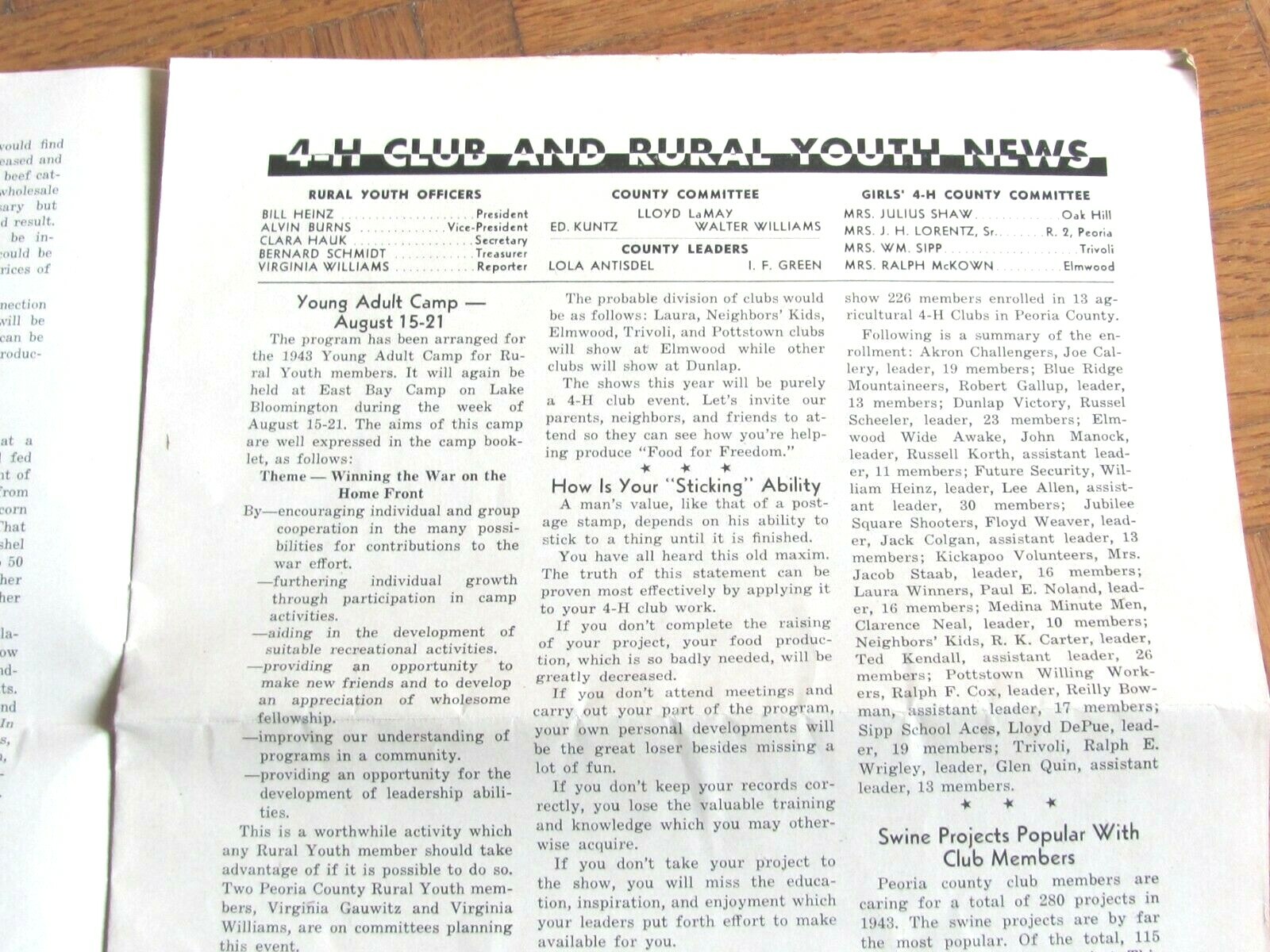 1943 PEORIA COUNTY FARMER FARM BUREAU NEWSPAPER MAGAZINE