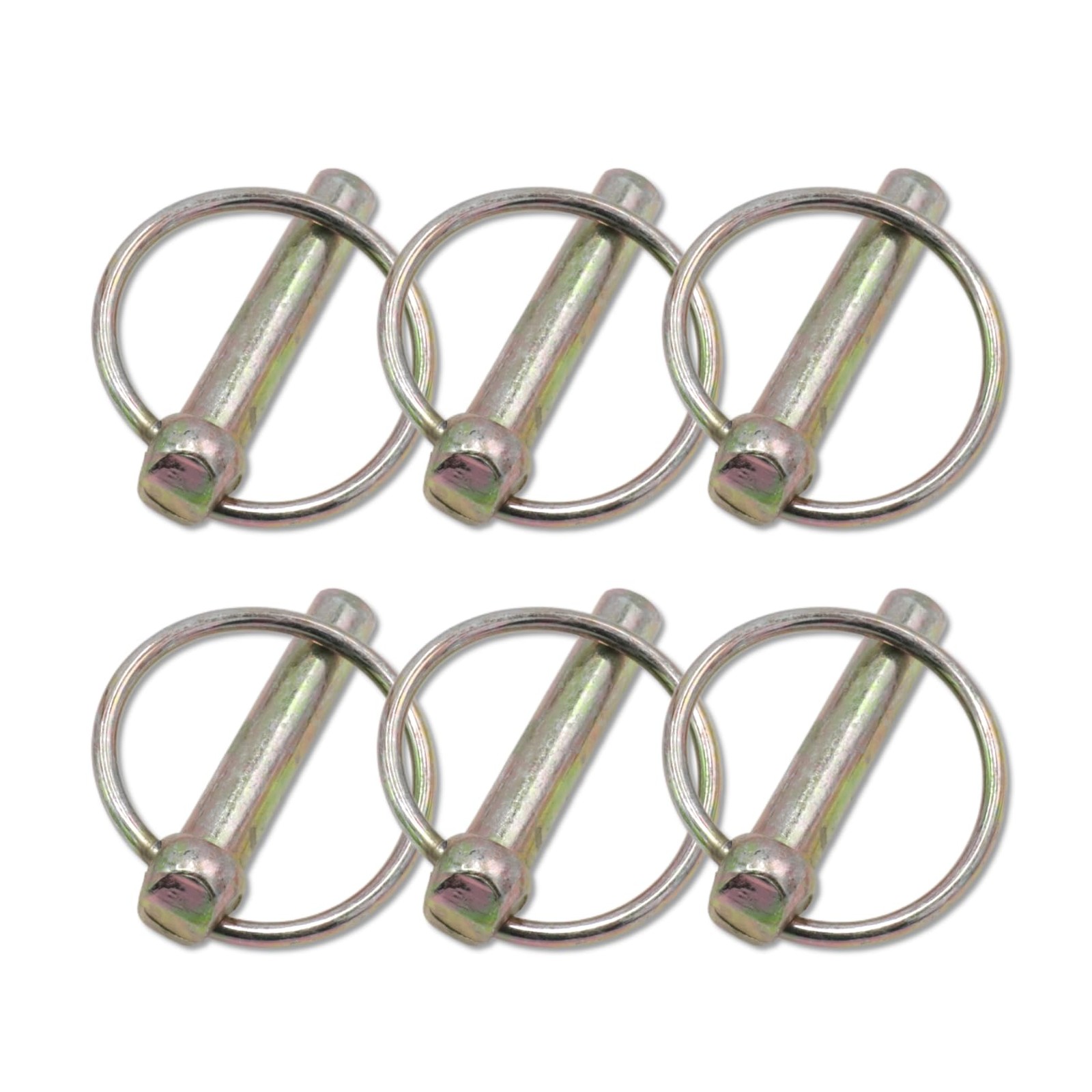 3/8 Inch Lynch Pin Assortment Kit, 6Pcs Heavy Duty round Linch Pins with Ring, L