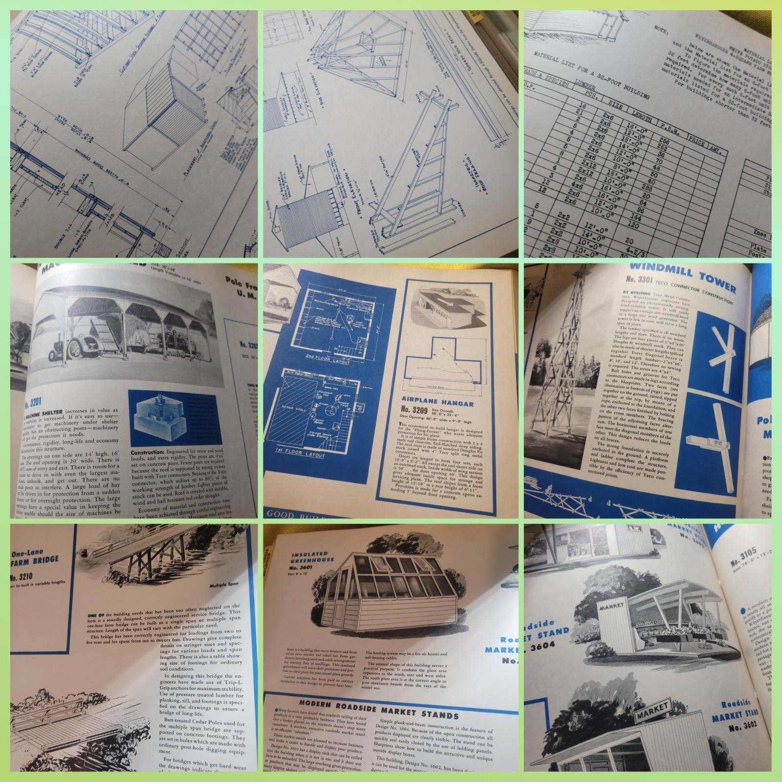 Original WEYERHAEUSER 4 Square Farm Building Service Oblong Book Portfolio