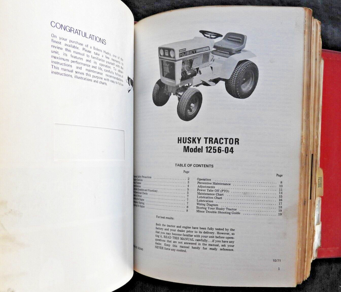 1961-72 Bolens Husky Lawn Tractor Dealer Master Operators Parts Manuals w/Prices