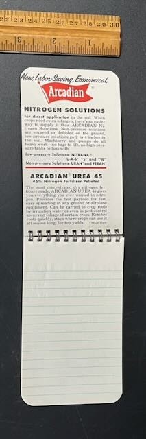 Vintage Arcadian Fertilizer Advertising Spiral Memo Notebook Farm Ag Ephemera