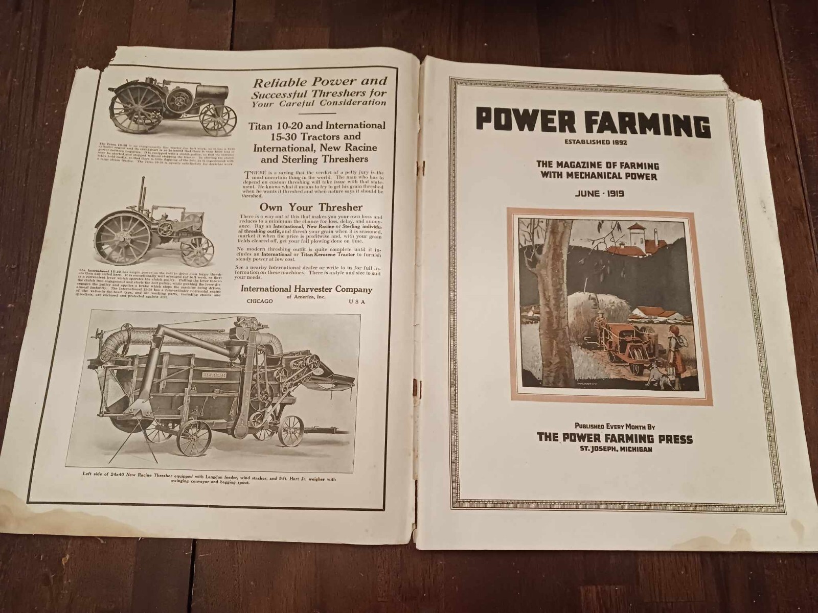 Vintage Magazine Power Farming June 1919 Ads Photos Farming News