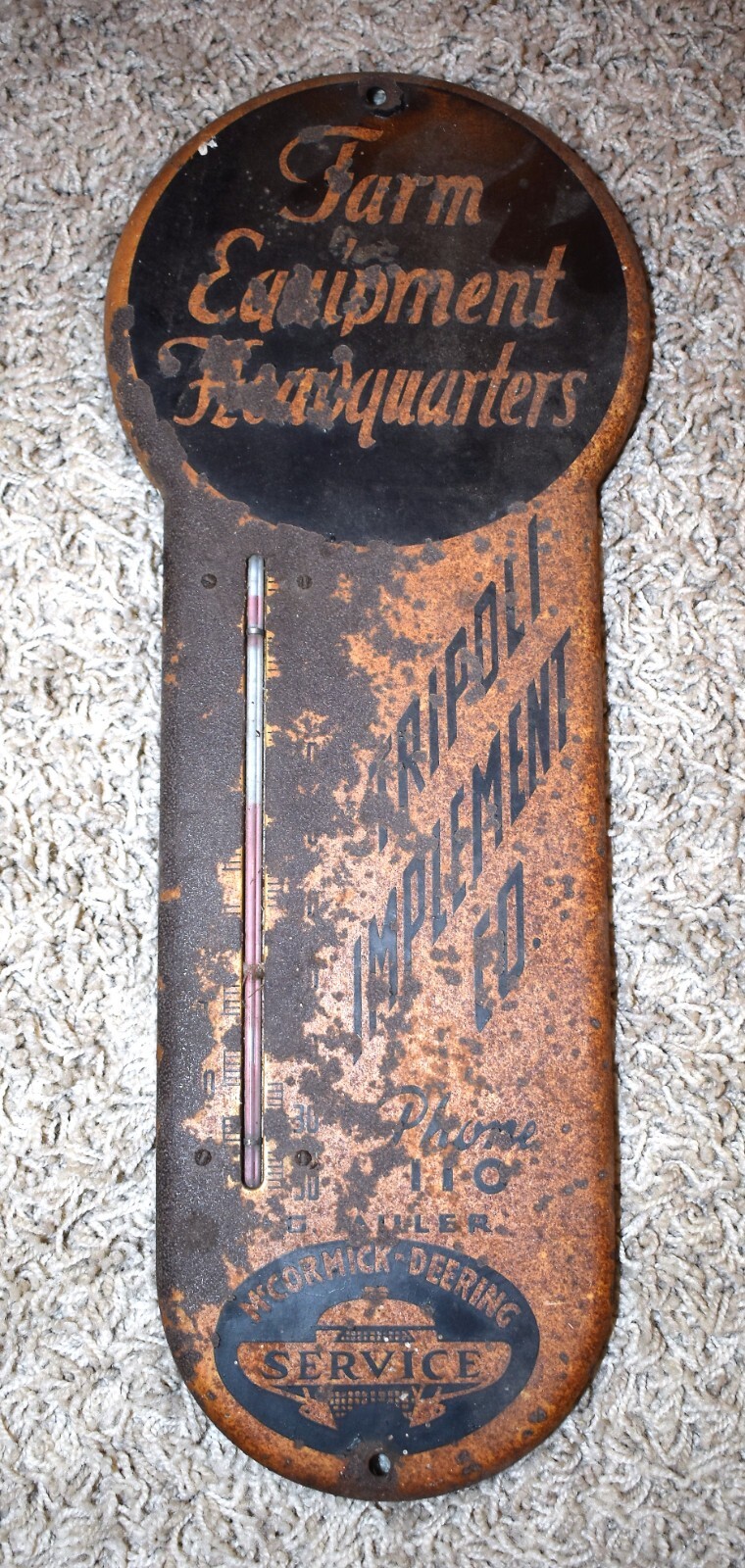 RARE Vintage McCormick DEERING Farm Tractor TRIPOLI IA Advertising THERMOMETER