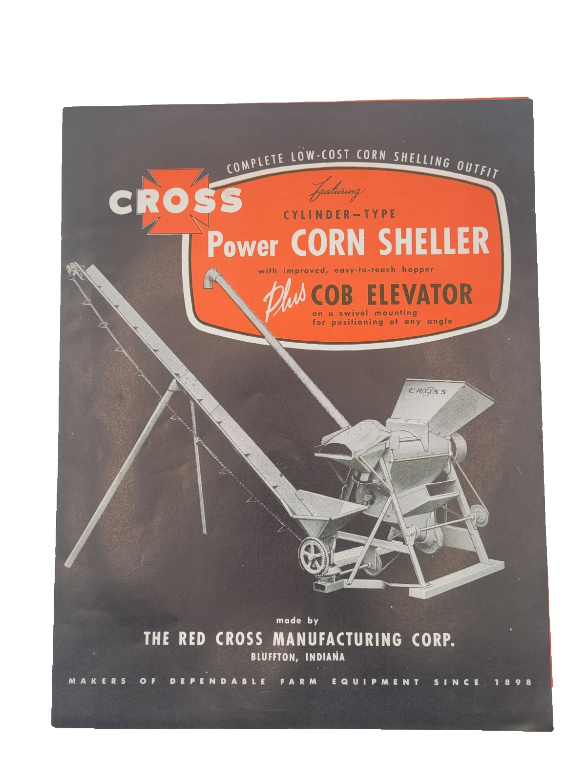 1948 Red Cross Power Corn Sheller & Cob Elevator Farm Equipment Brochure RARE