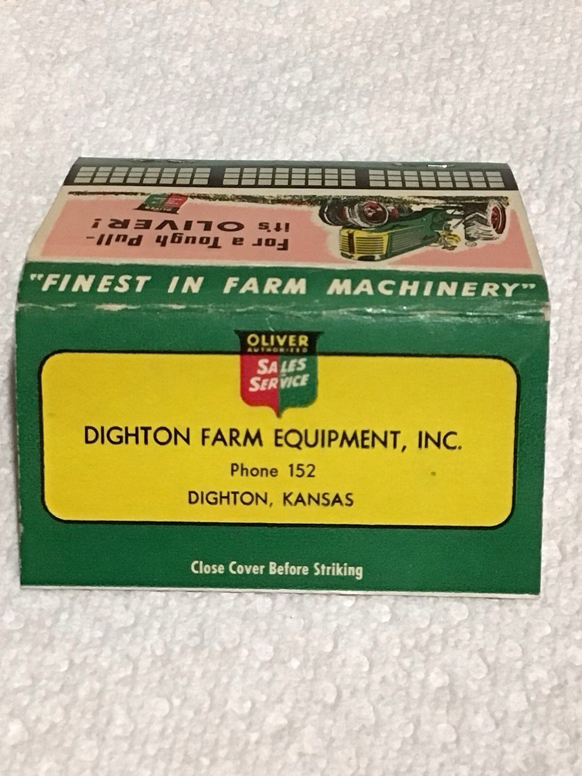 Oliver Matchbook Dighton Farm Equipment Dighton Kansas Advertising Phone 152
