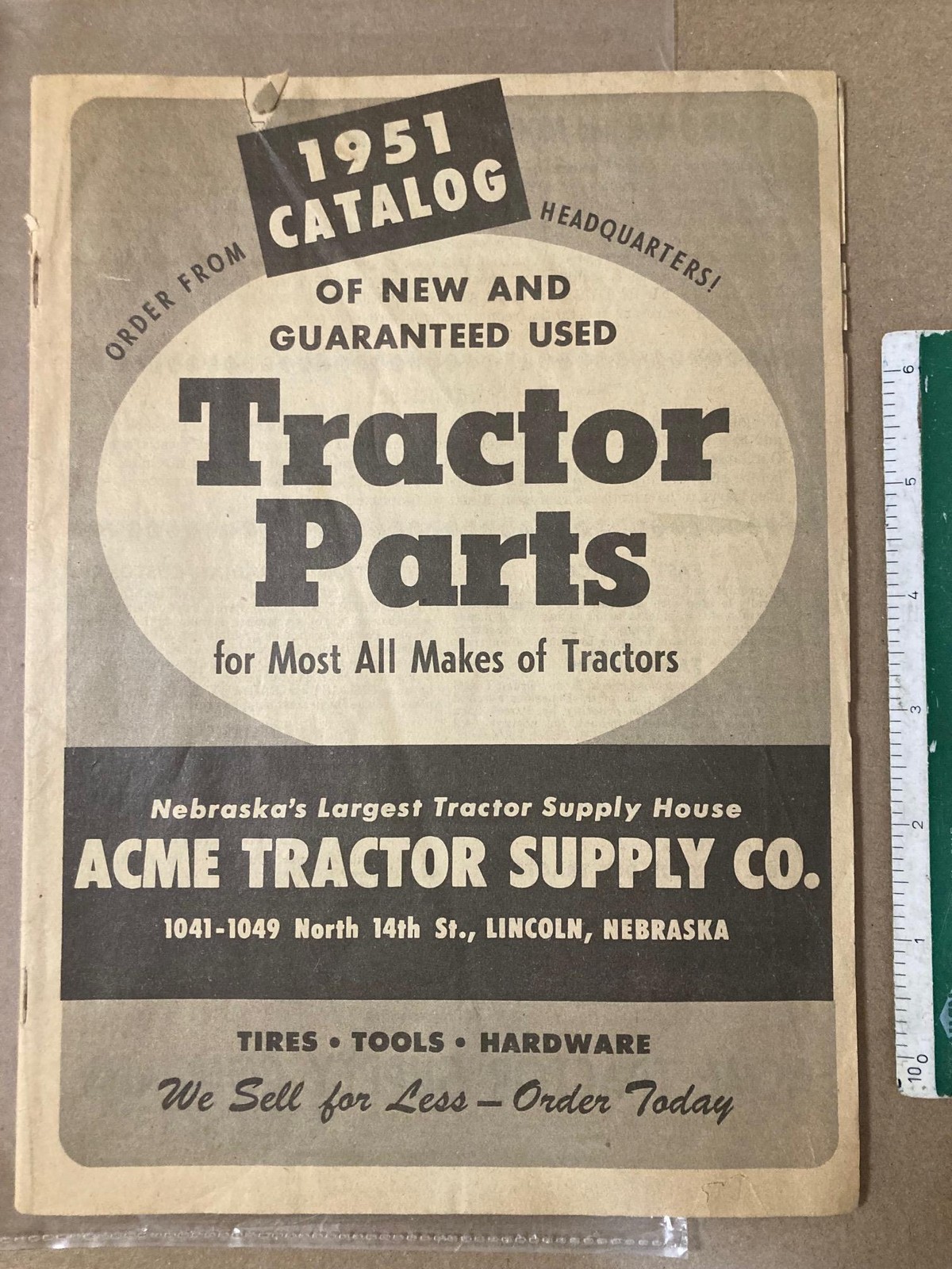 VINTAGE 1951 TRACTOR PARTS CATALOG ACME SUPPLY LINCOLN NEBRASKA FARMS & FARMING