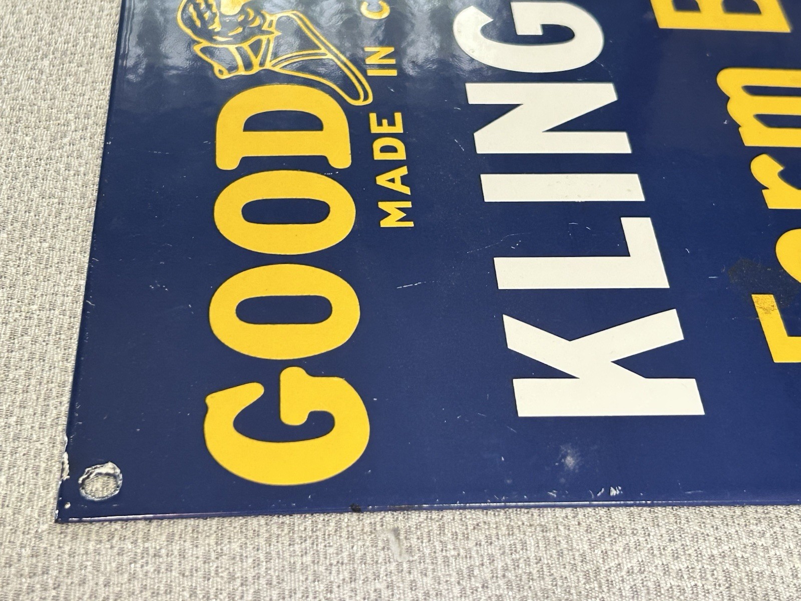 Vintage Porcelain Goodyear Klingtite Farm Belts Metal Sign