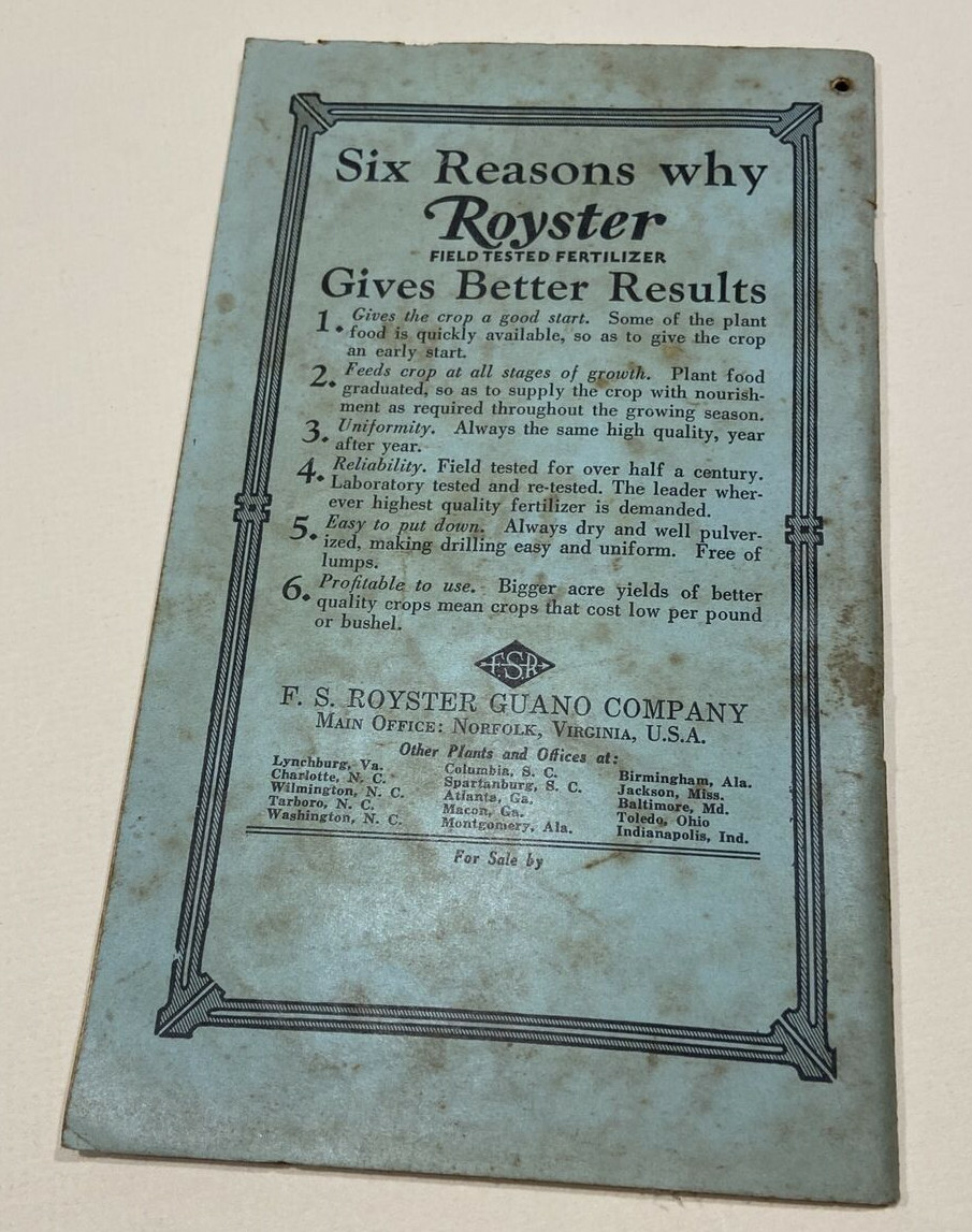 Vintage F.S Royster 1937, 1939 Almanacs Royster&rsquo;s