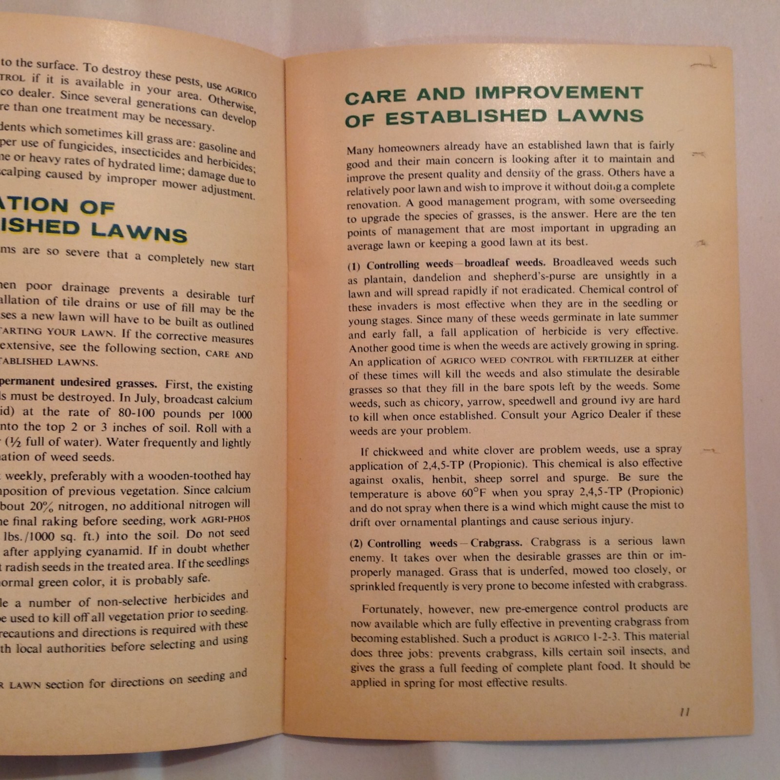 Vtg American Agricultural Chemical Co Agrico Booklet Your Lawn Care Guide Grow