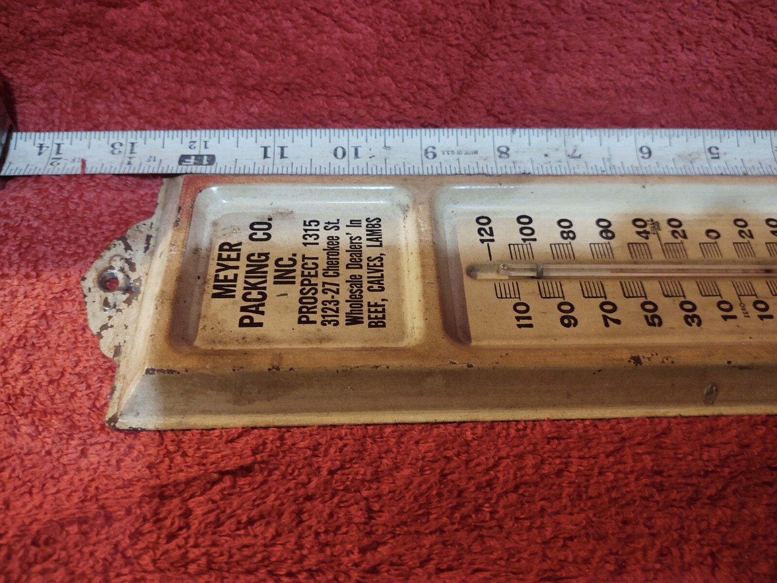 VINTAGE FARM MEAT PACKING COMPANY THERMOMETER