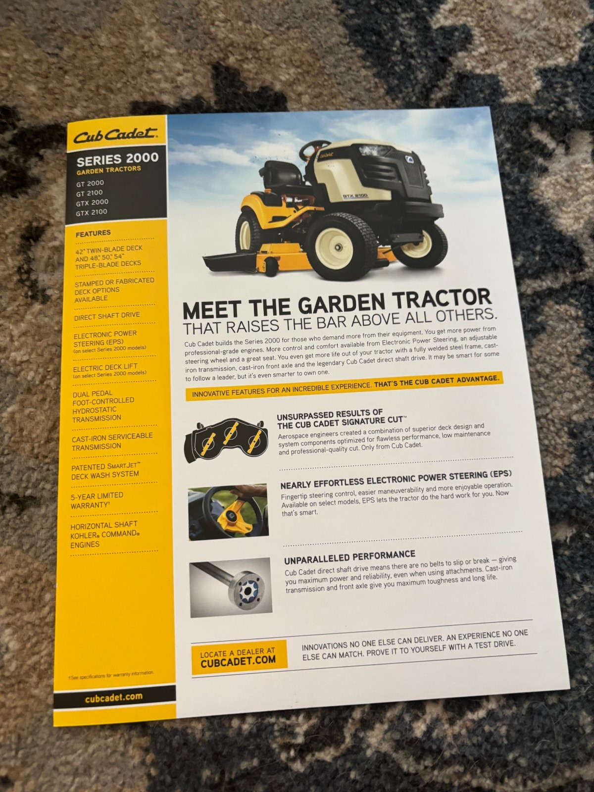Cub Cadet GT2000 GT2100 GTX2000 GTX2100 Garden Tractor Brochure FCCA25