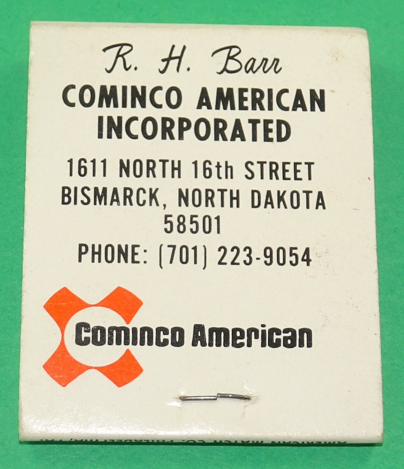 Cominco American BISMARCK, ND. Front-Strike Matchbook Full – American Match Co.