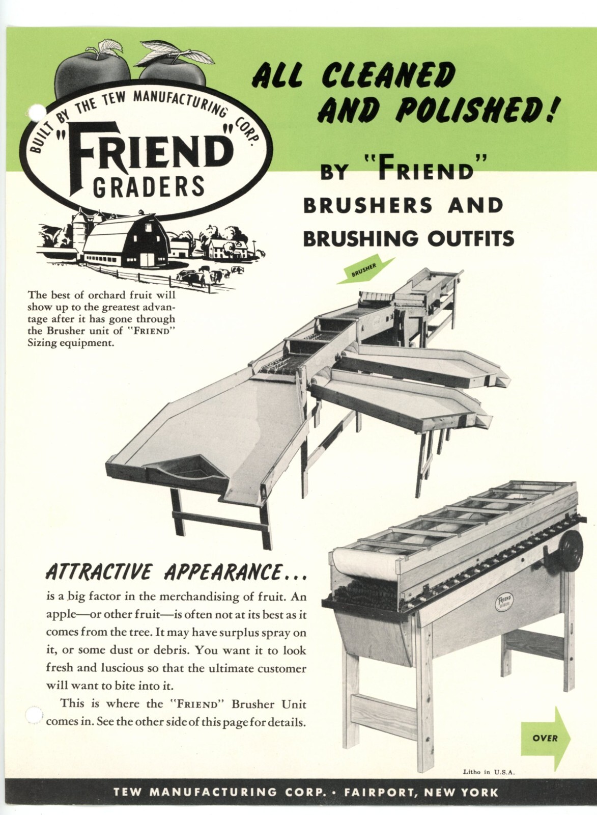 Friend Fruit Brushers TEW Manufacturing Corp Fairport New York brochure