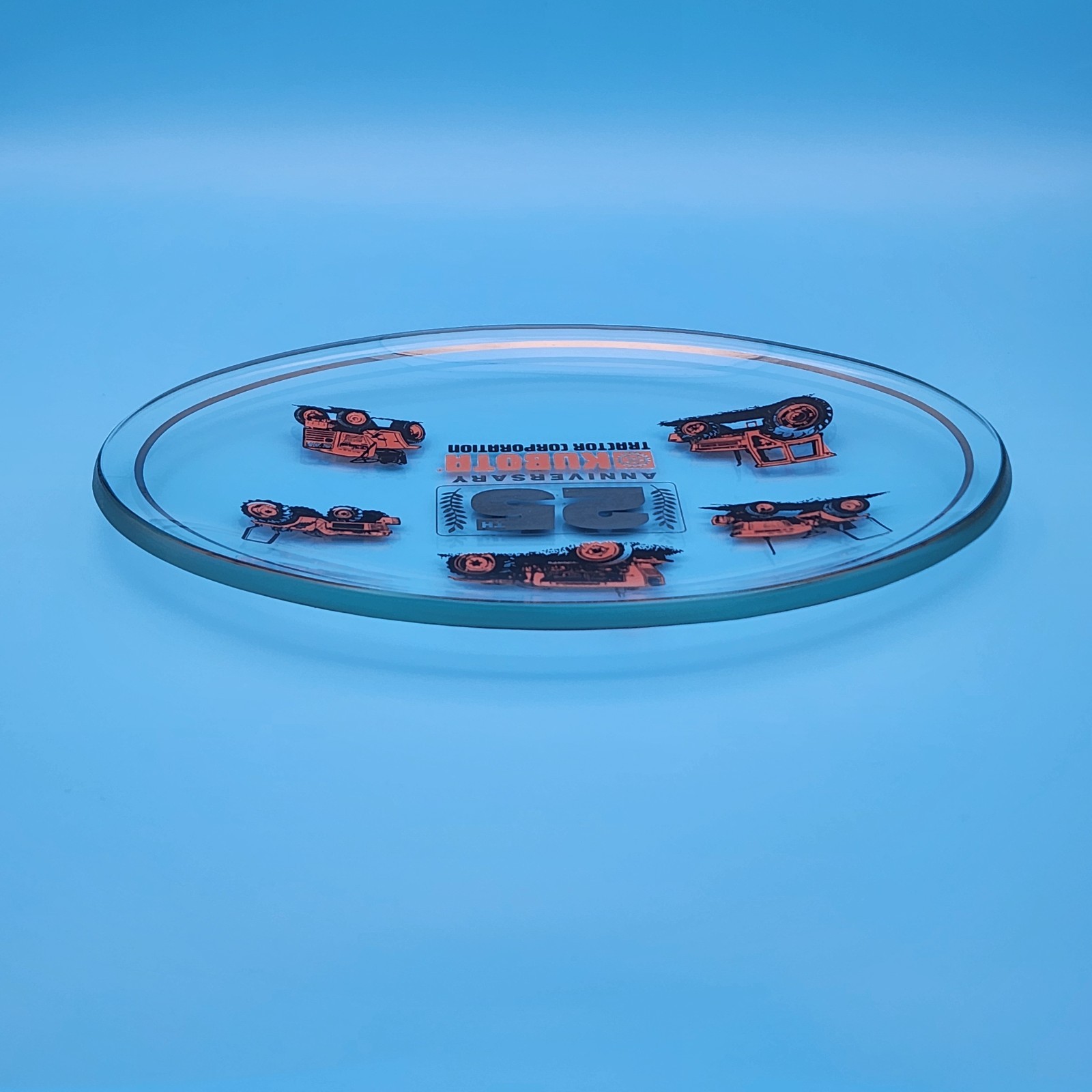 Kubota Tractor Company 25th Anniversary Glass Dish Oval Decorative Collectible