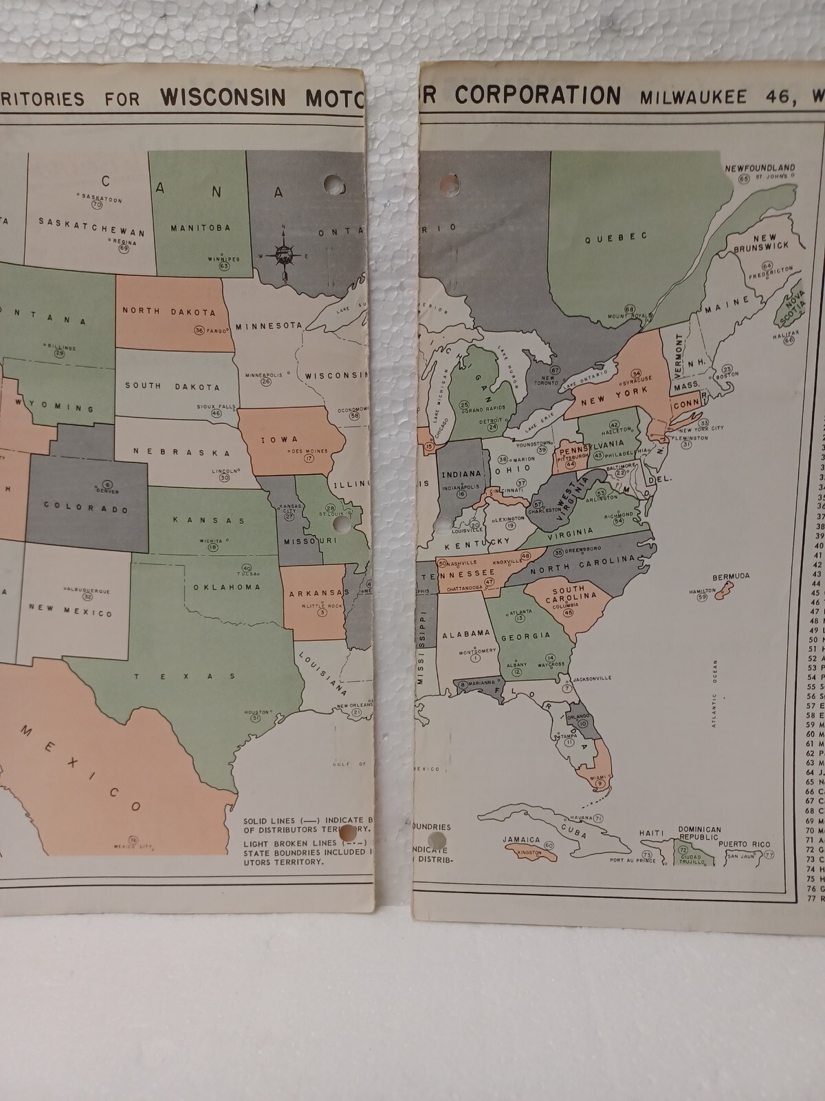 Wisconsin Engine parts and service Brochure Map 2 pieces Vintage