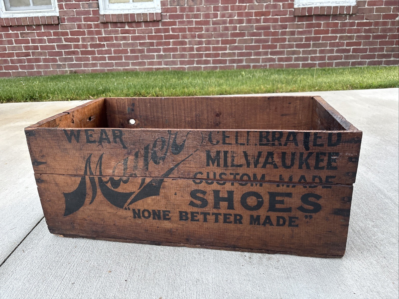 Antique Wooden Crate F. Mayer Boot & Shoe Co Milwaukee Wisconsin Wood Box