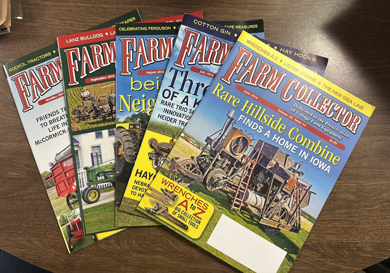 Farm Collector Magazine Lot 2016 Jun–Oct Antique Tractors Farming Issues Set