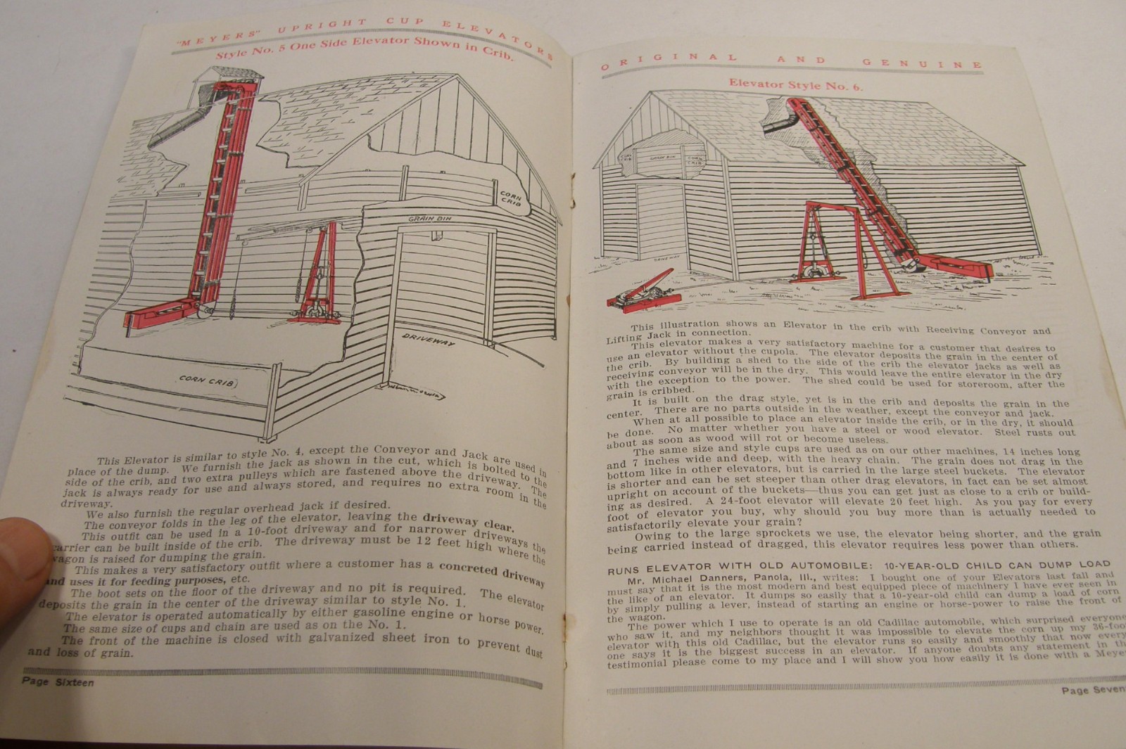 ANTIQUE c1915 ILLUSTRATED CATALOG MEYER FARM CUP ELEVATORS MORTON ILLINOIS