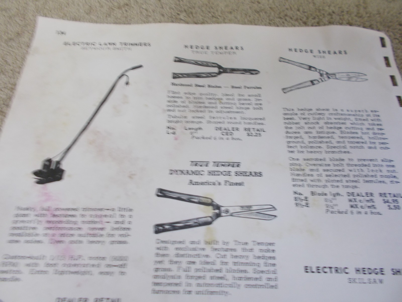VTG 1950s AD PRICE TRUETEMPER SHEARS PRUNERS KEYSTONE SCYTHES TOOL GARDEN