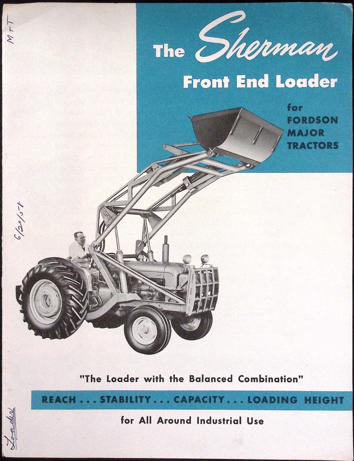 1958 Sherman Front End Loader for Fordson Tractors Dealer Brochure