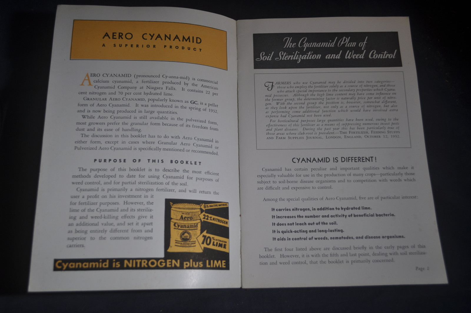 1932 The Cyanamid Plan For Soil Sterilization & Weed Control Brochure