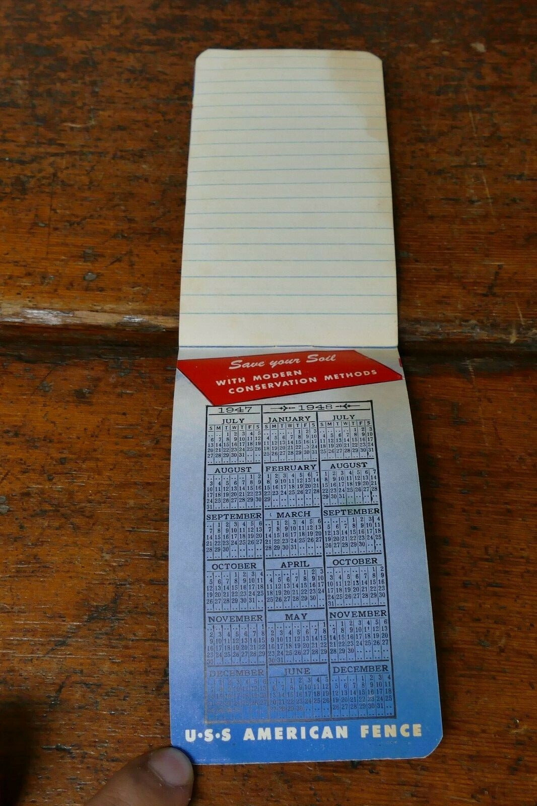 Vintage 1947/1948 USS American Fence Notepad Central Lumber Co Bird Island, MN