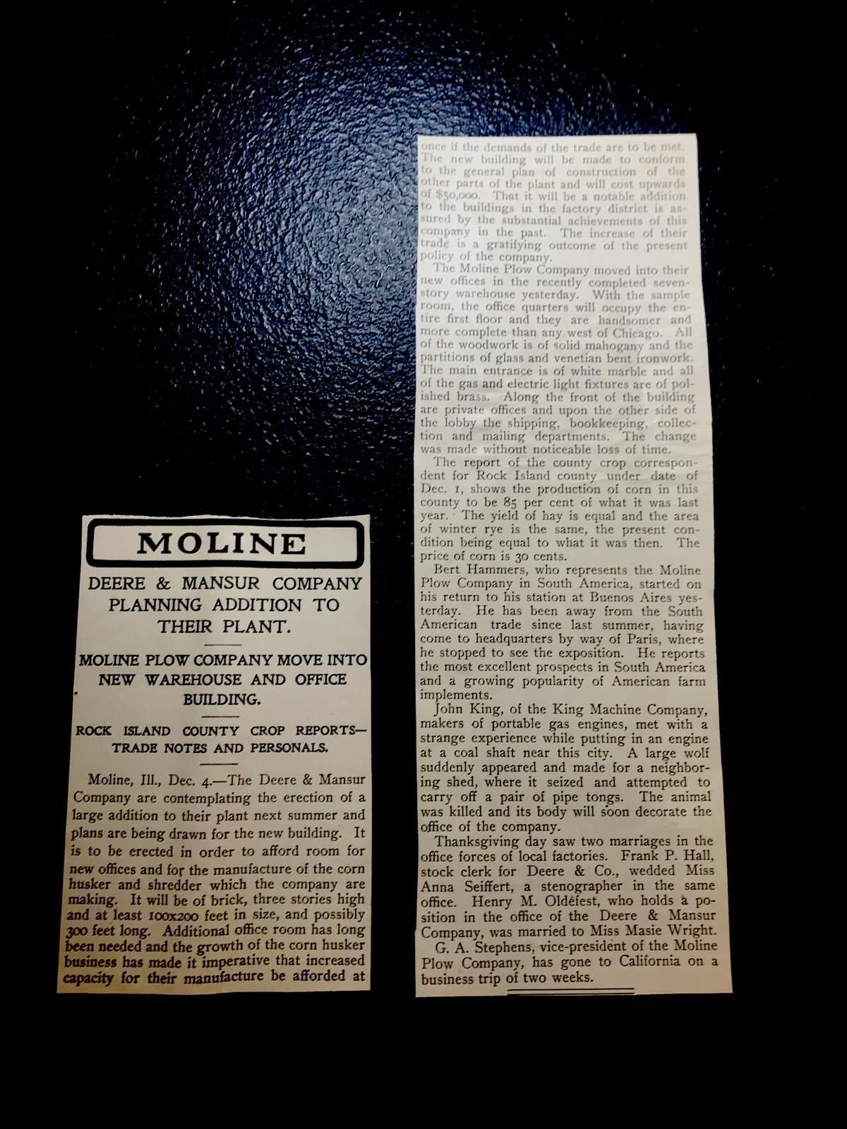ORIGINAL 1900 Deere & Mansur & Moline Plow Farm Advertising Article