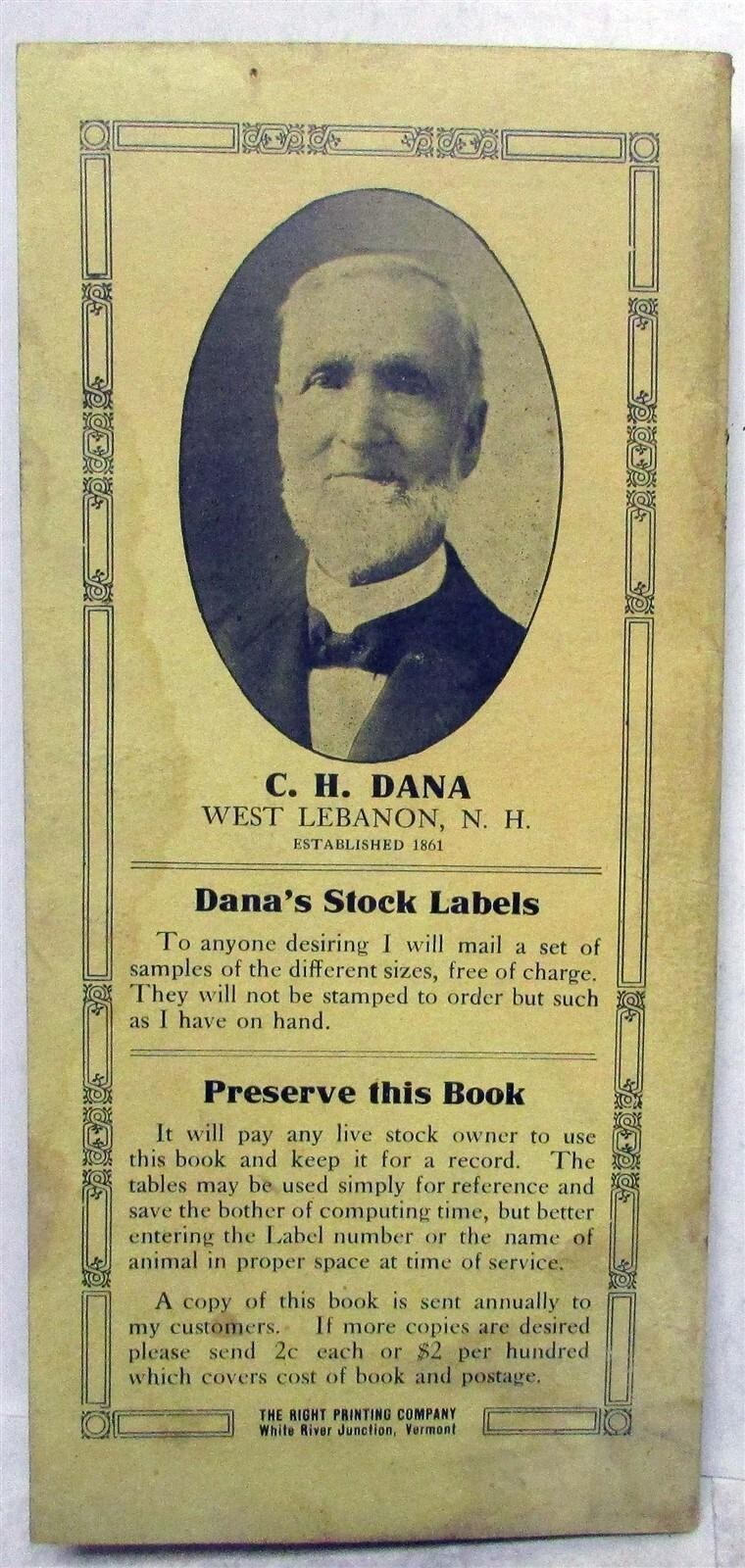 1900s DANAS Labels & Sundries Details Breeder&rsquo;s Memorandum Brochure