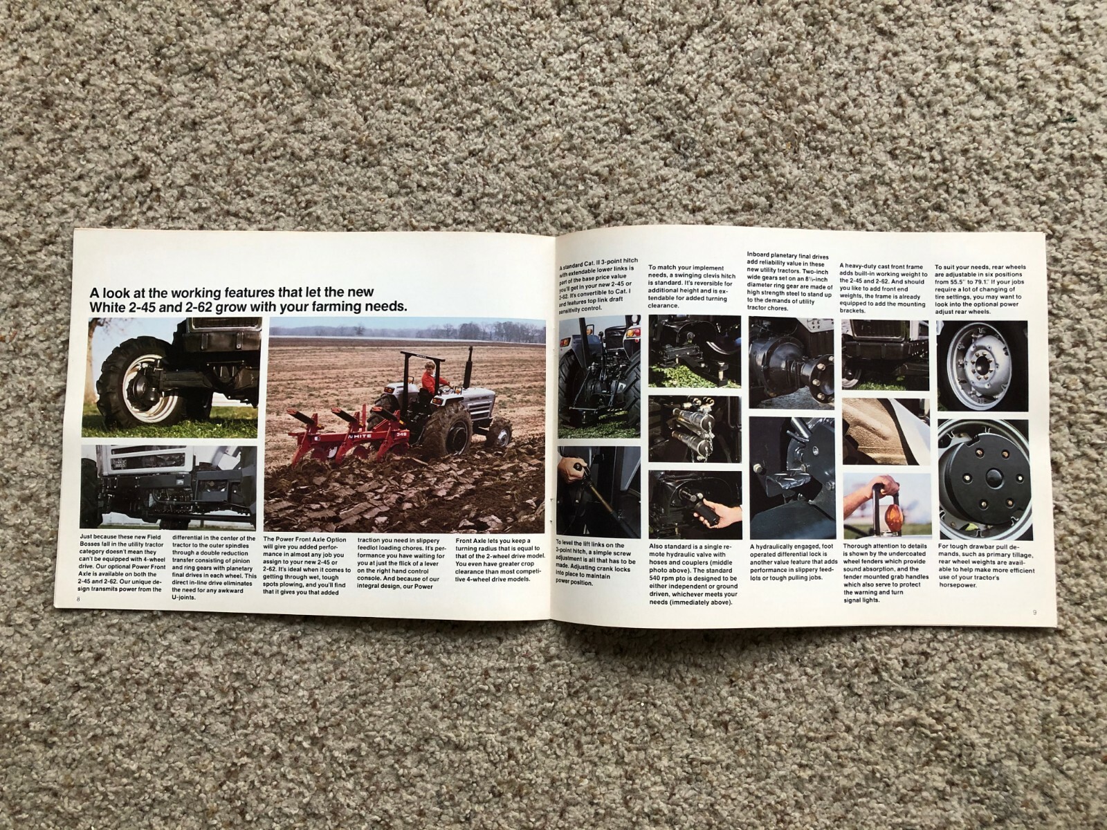 1980 White 2-45 and 2-62 tractors original sales literature.