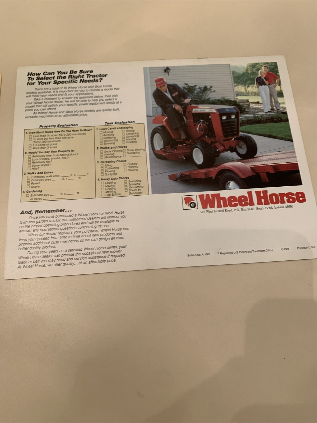 Lot of 3 Original NOS Wheel Horse Lawn & Garden Tractor Brochures-1980 & 1984