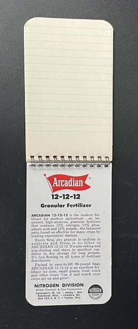 Vintage Arcadian Fertilizer Advertising Spiral Memo Notebook Farm Ag Ephemera