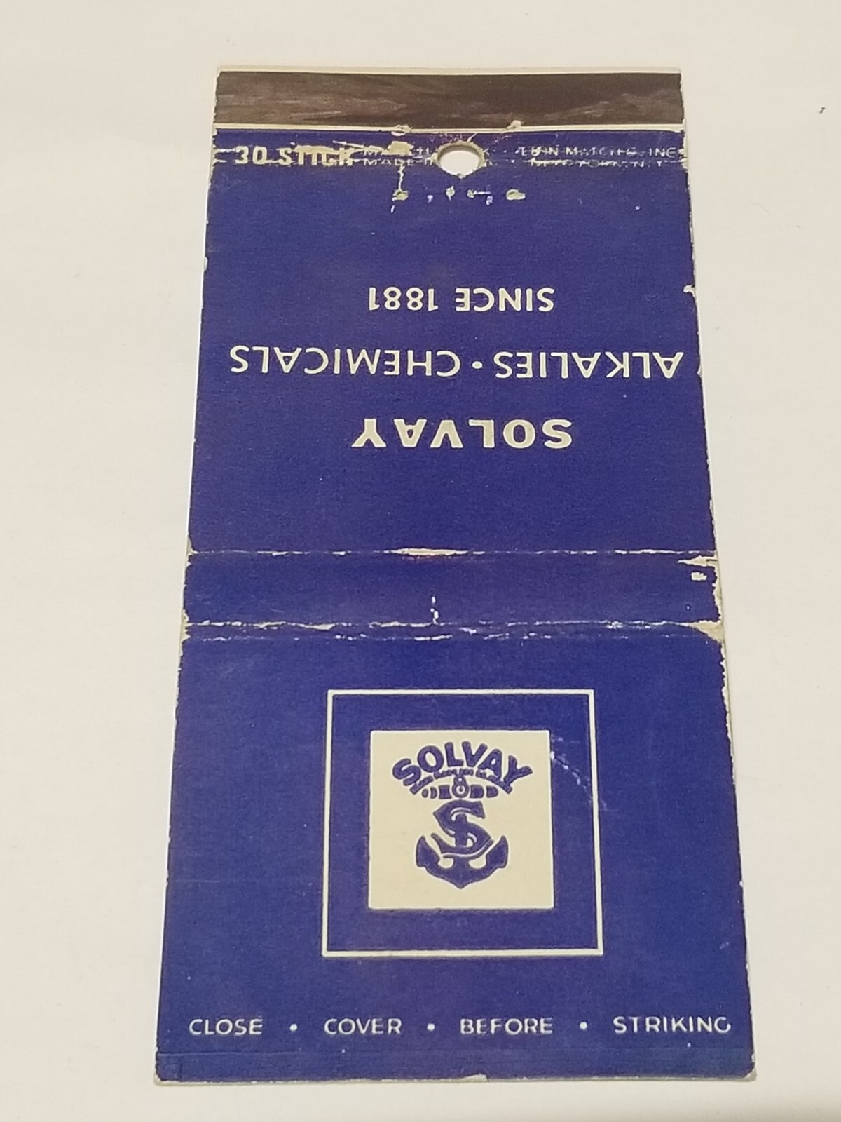 Lion Match Matchbook Cover Solvay Alkalies Chemical 30 Stick Boston Houston MB7