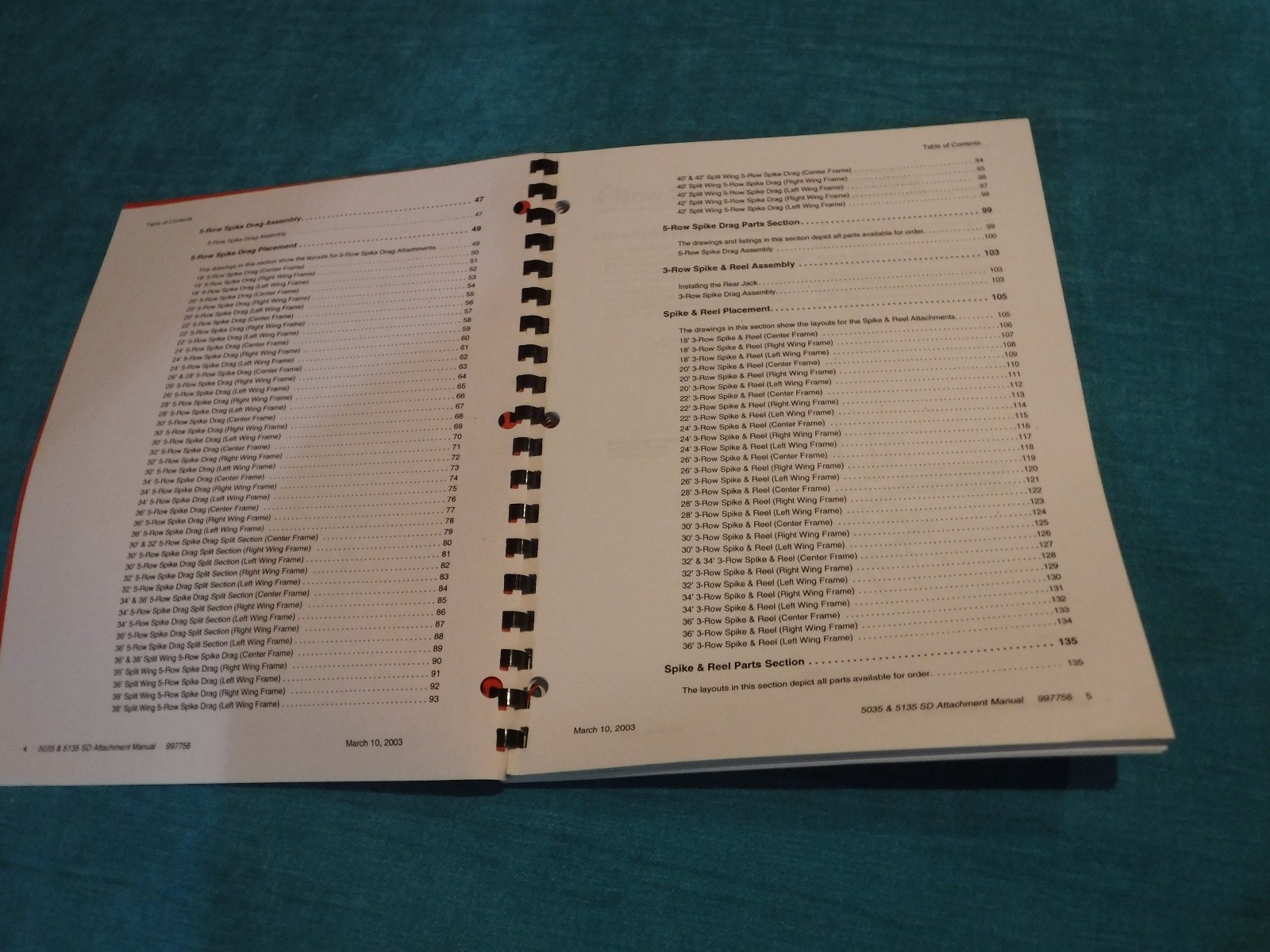 SPIKE DRAG 5035 & 5135 SUNFLOWER ATTACHMENT MANUAL VINTAGE 2003 AG BOOK