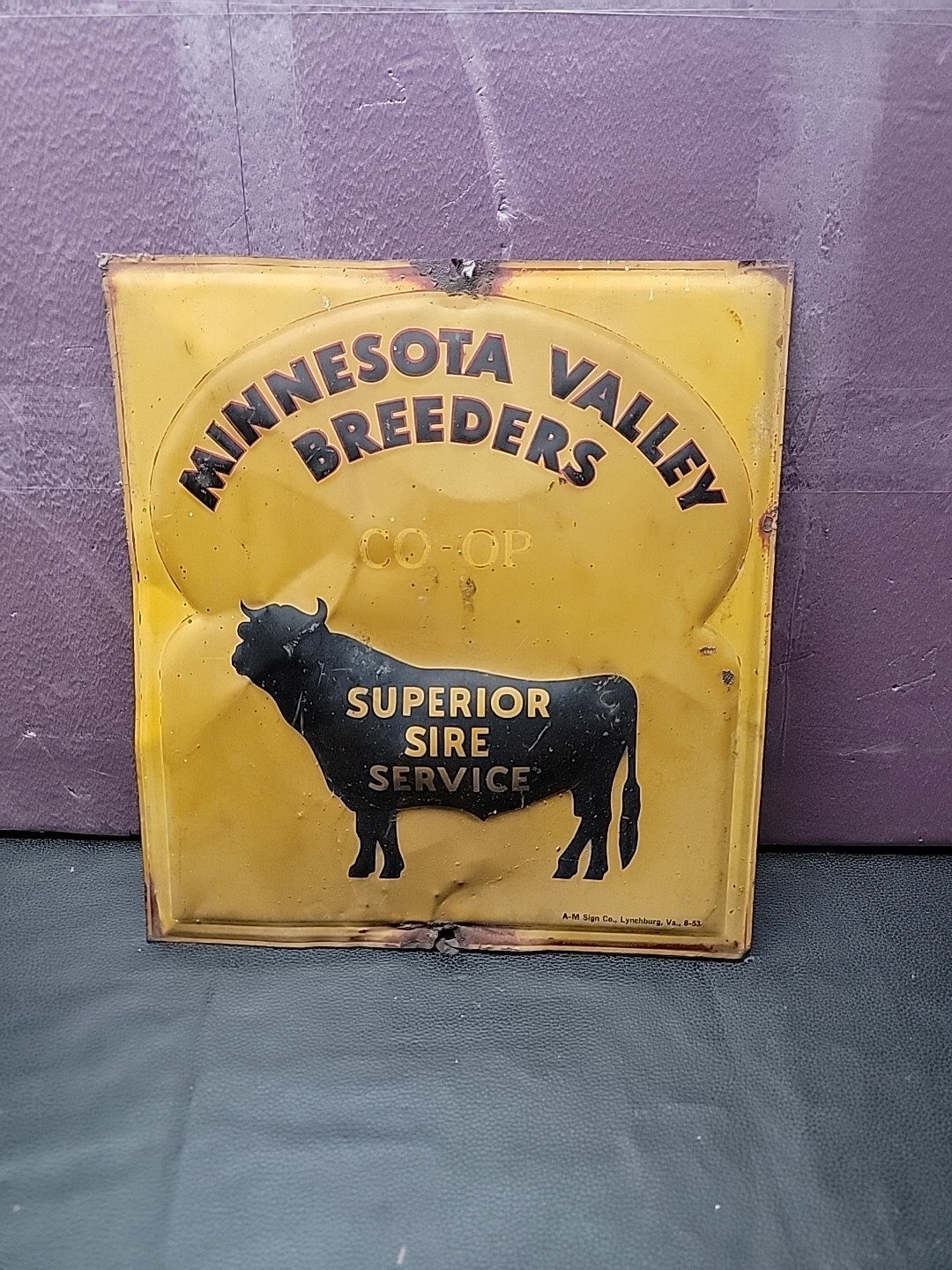 MINNESOTA VALLEY BREEDERS CO-OP Embossed Metal Sign 13&Prime;x12&Prime; / A-M Sign Co. 8-53