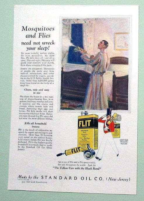 8X11.5 Orig 1926 Flit Insecticide Ad MOSQUITOES, FLIES NEED NOT WRECK YOUR SLEEP