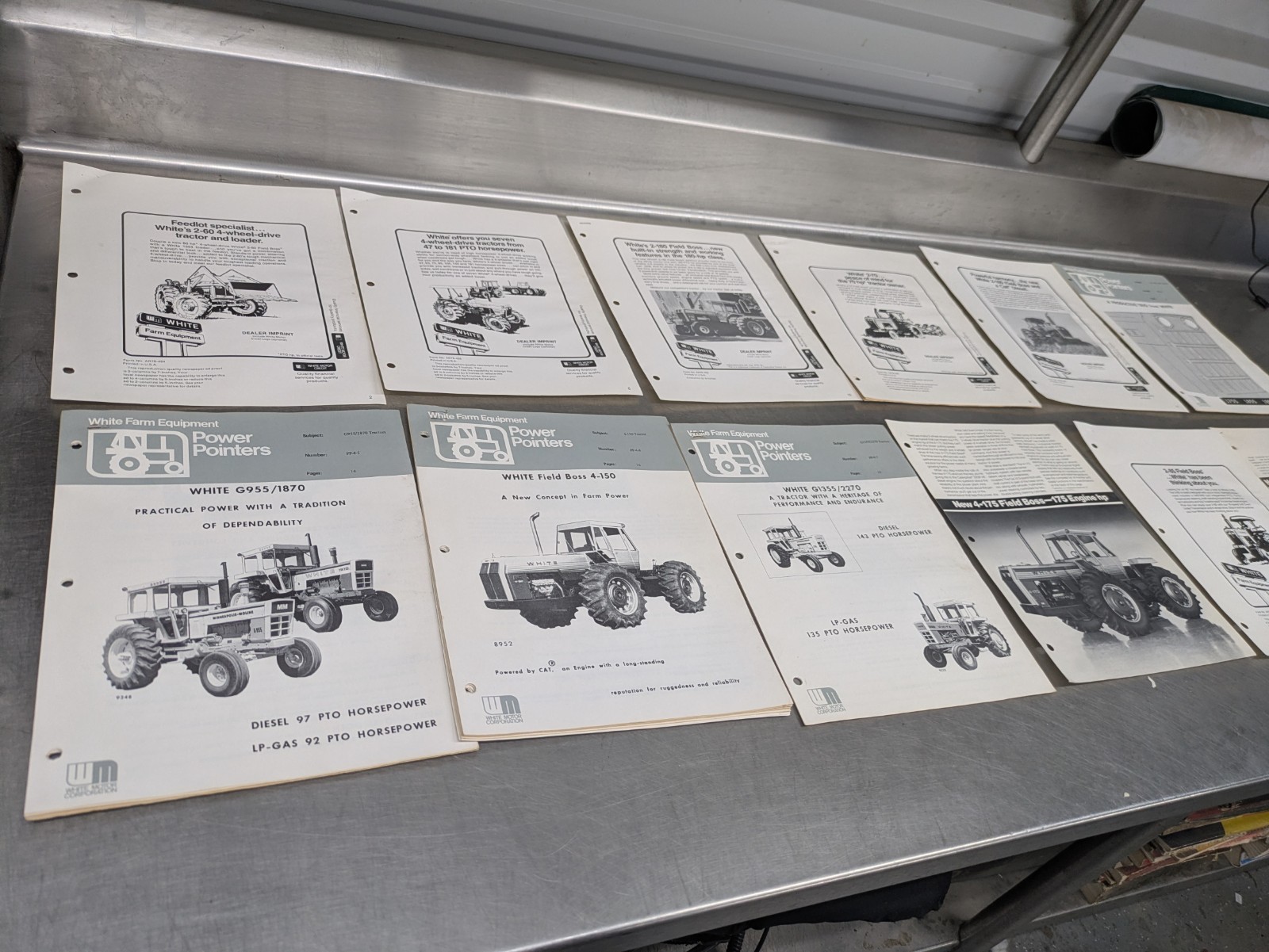 Lot Of 12 White Tractors Implements Dealership Sales Brochures Information