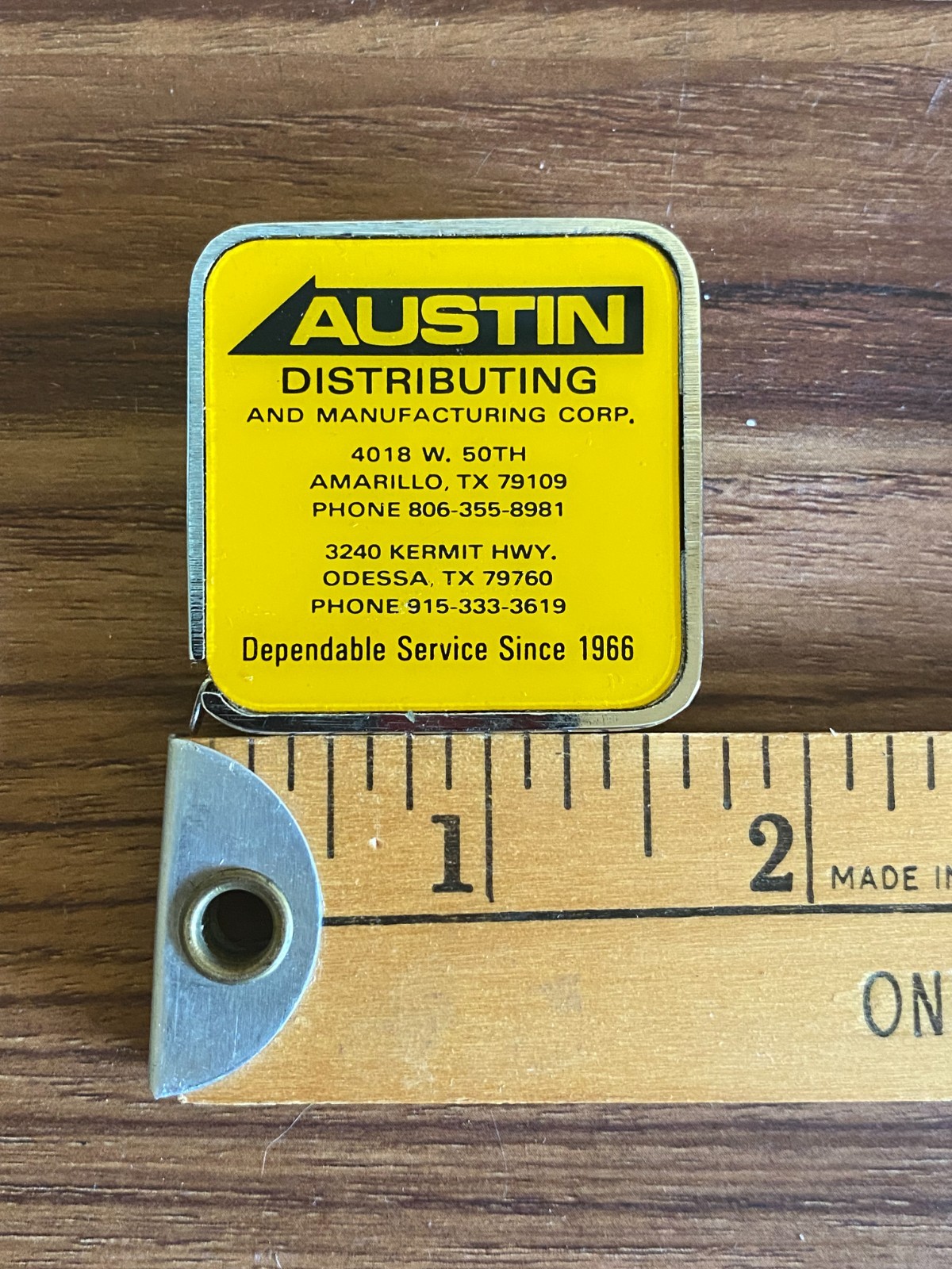 Vtg Barlow Tape Measure Austin Texas Distributing & Manufacturing Dependable Ser