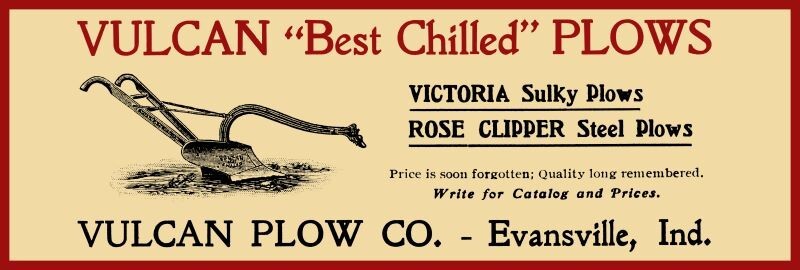 Vulcan Chilled Plows of Evansville, Indiana New Metal Sign: 6×18&Prime; Free Shipping
