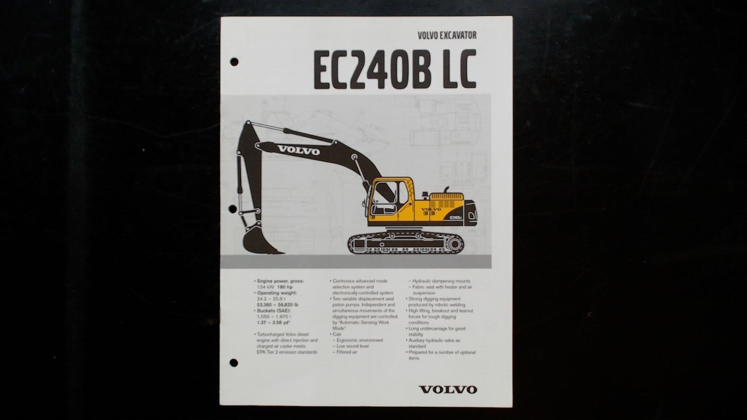 Volvo EC240B LC Excavator Brochure 1987 Construction Equipment