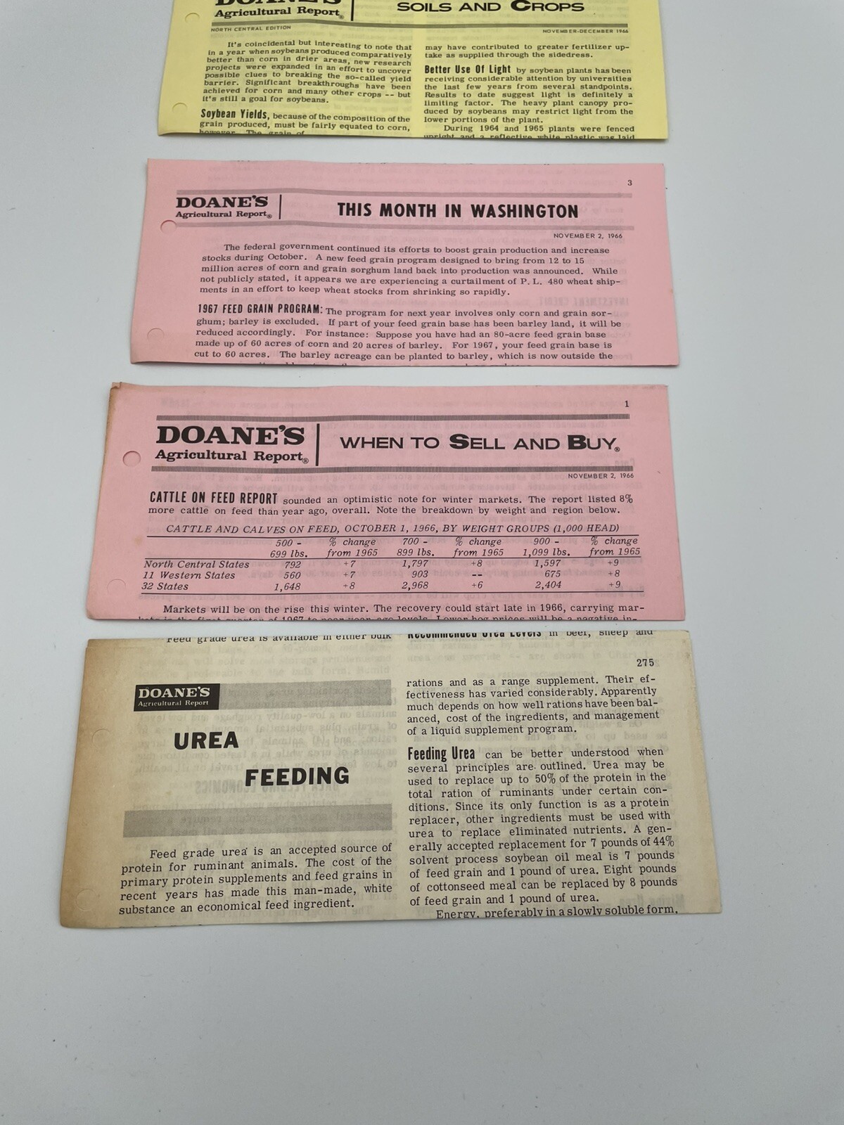 Vintage Doane&rsquo;s Agricultural Report 1966 Papers Feeding, Sell+Buy, Soils/crop G4