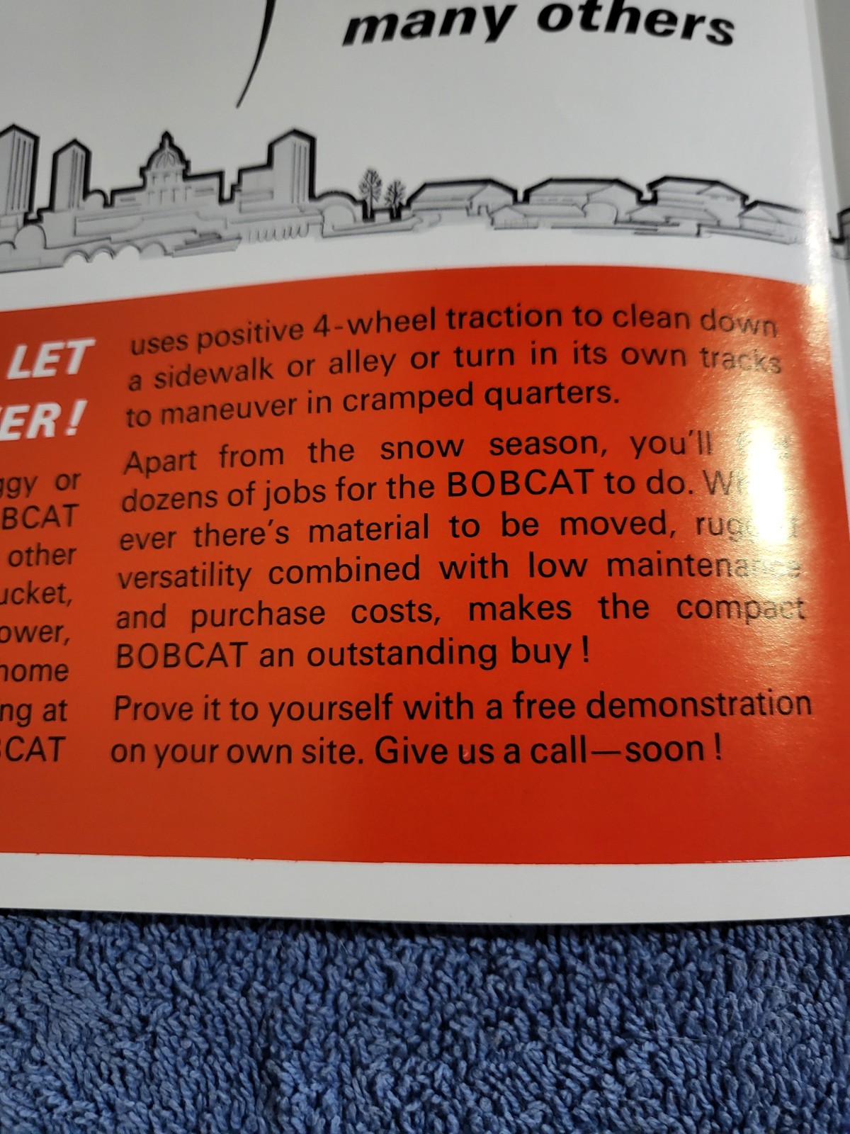 BROCHURE Vintage Melroe Bobcat M44 500 600 Skid Steer Loader Onan Kohler Wi 1966