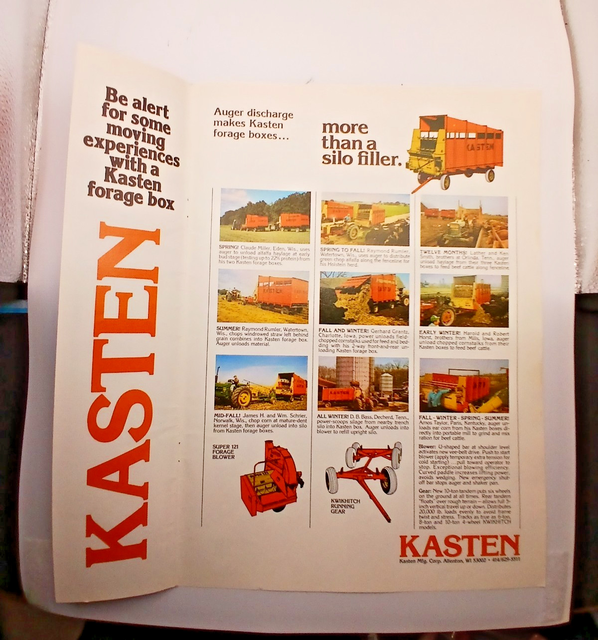 Original 1977 Kasten Forage Box Magazine Ad