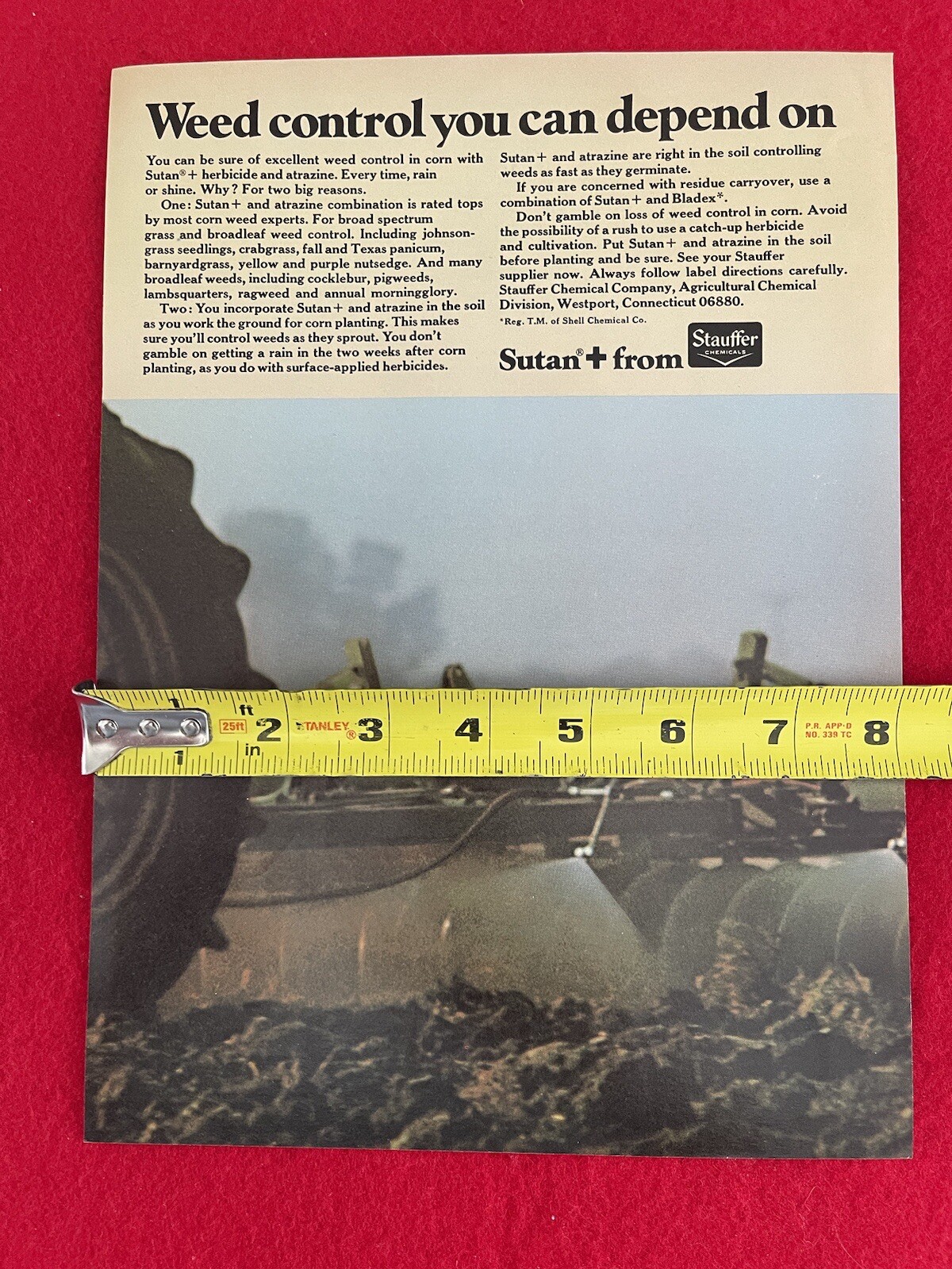 Vintage 1976 Sutan + Herbicide Weed Control Stauffer Chemicals Print Ad Ad Only
