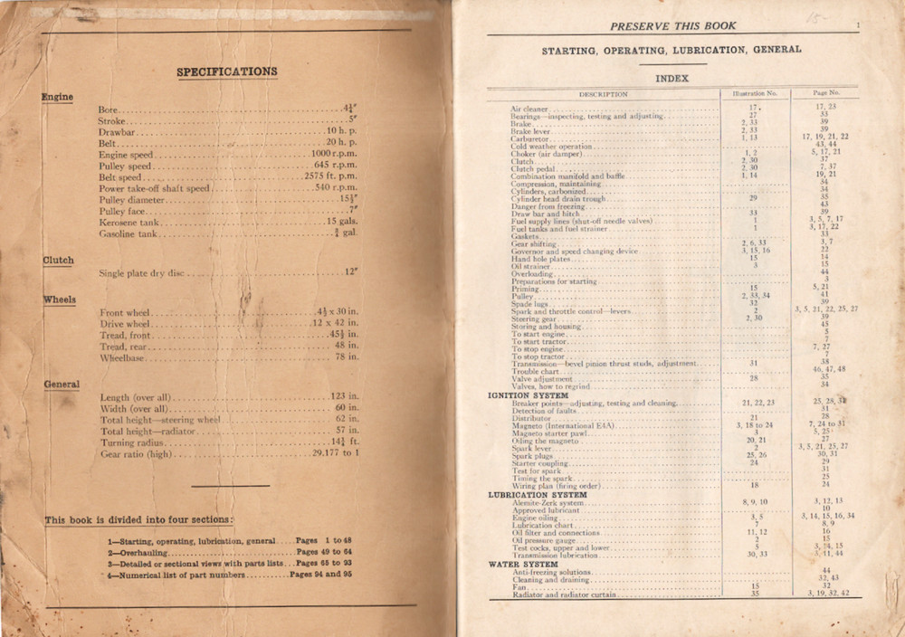 1930 McComick-Deering Intruction Book 10-20 H. P. Gear Drive Tractor