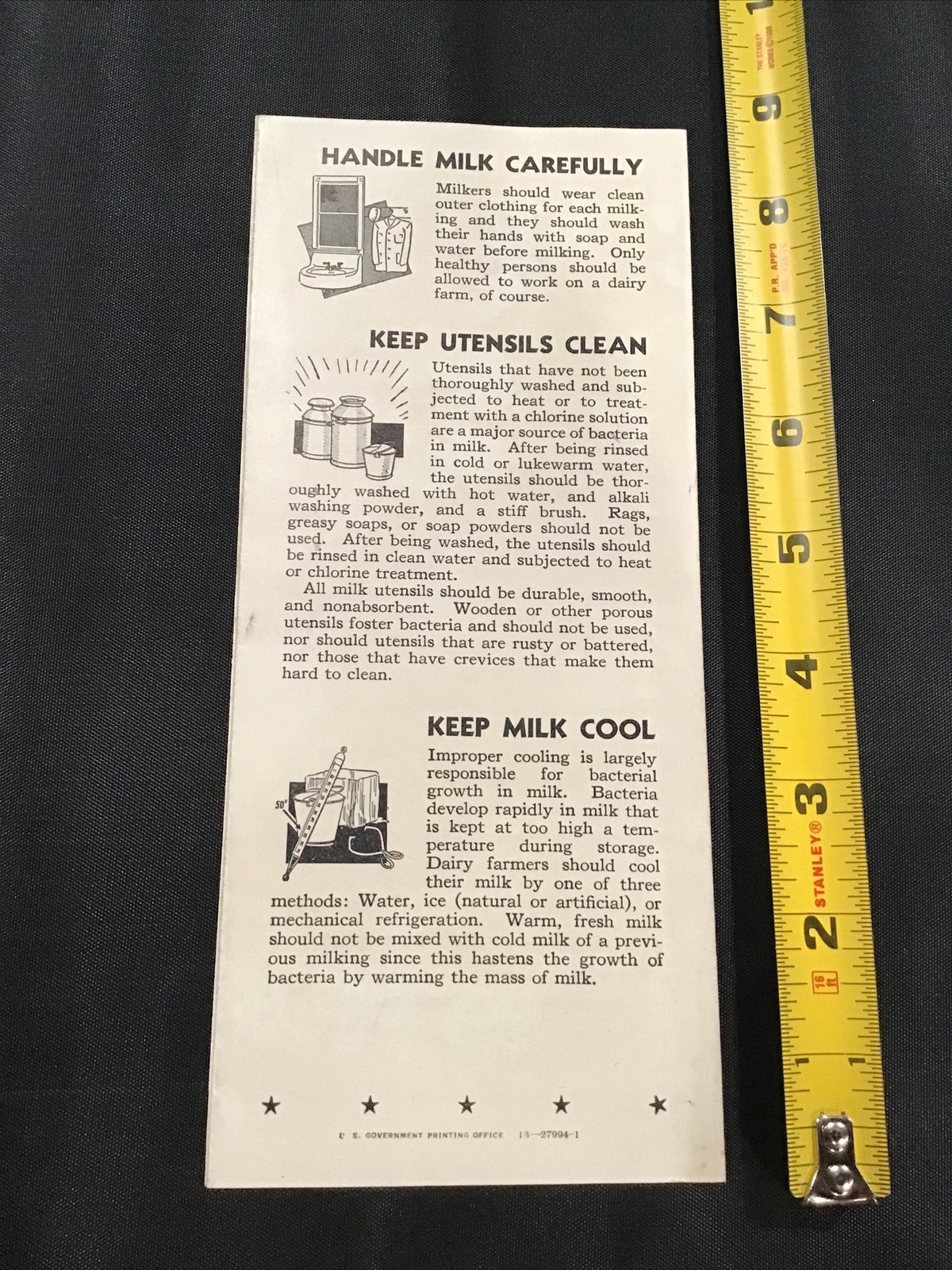 WW2 Clean Milk US Dept of Agriculture flyer brochure