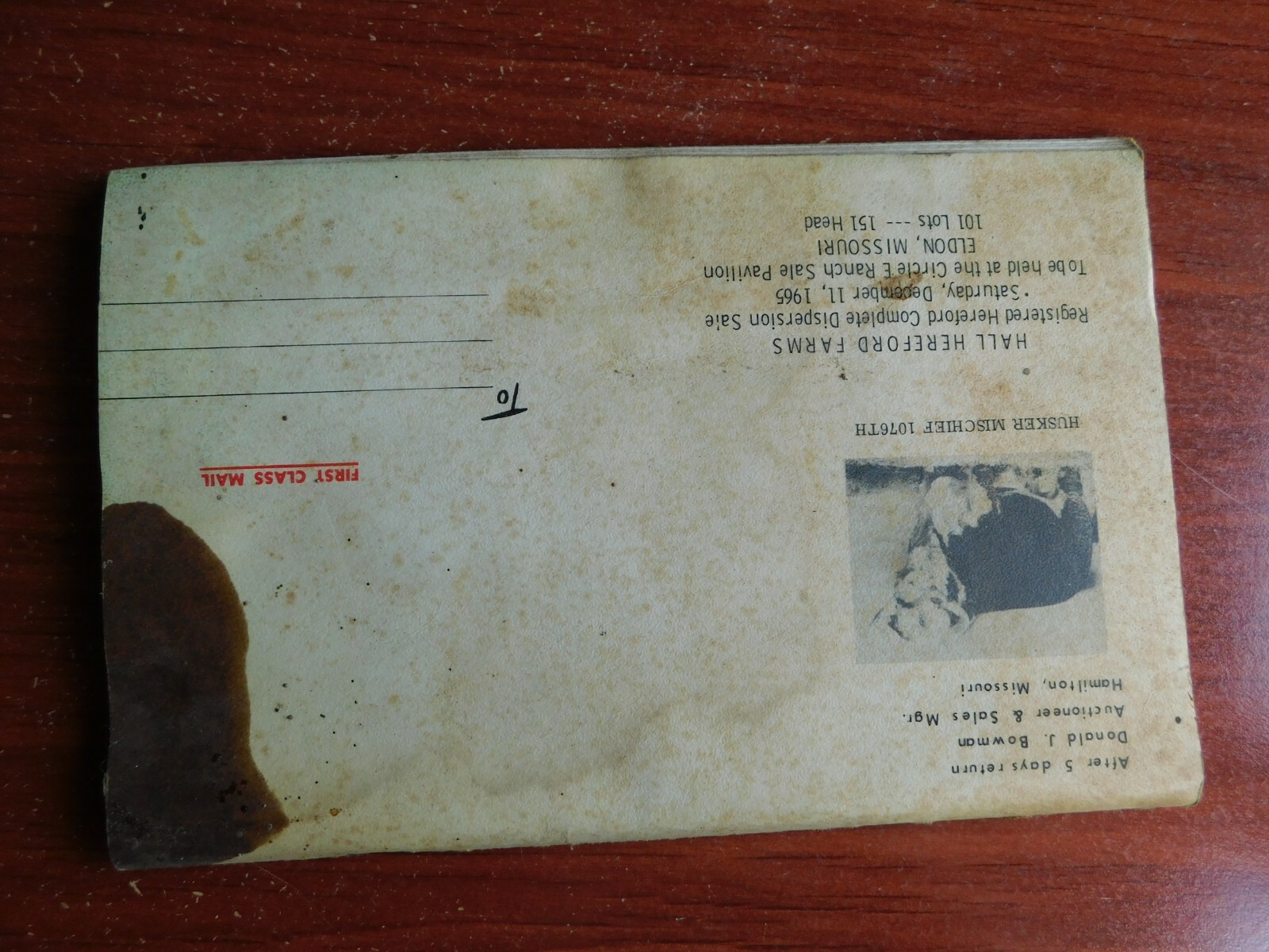 Hall Hereford Farms – 1965 auction sale book – Eldon, Missouri – Dispersion Sale