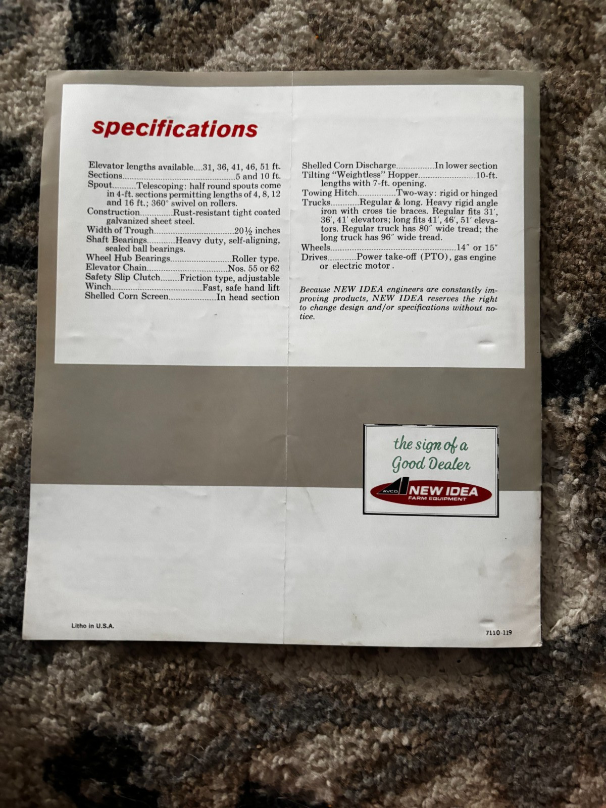 New Idea Multi-purpose Elevator For 1971 Brochure DCPA26