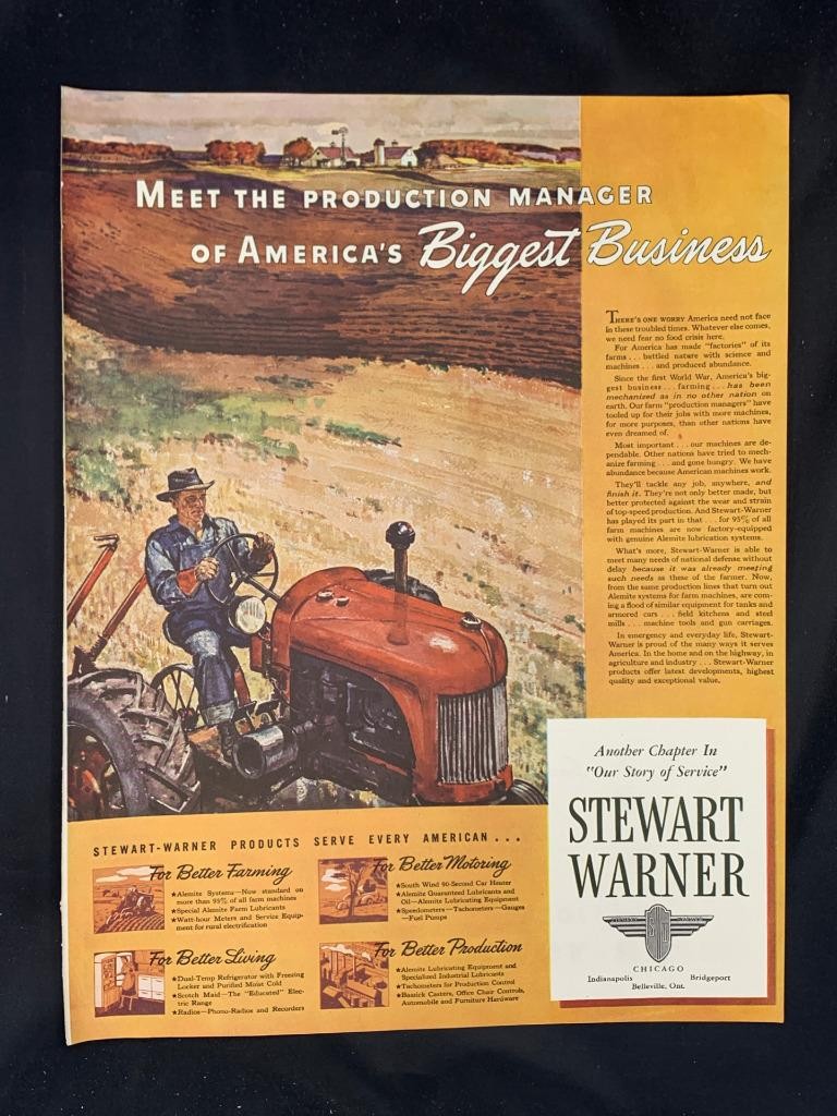 Magazine Ad* – 1941 – Stewart-Warner Tractors – World War 2